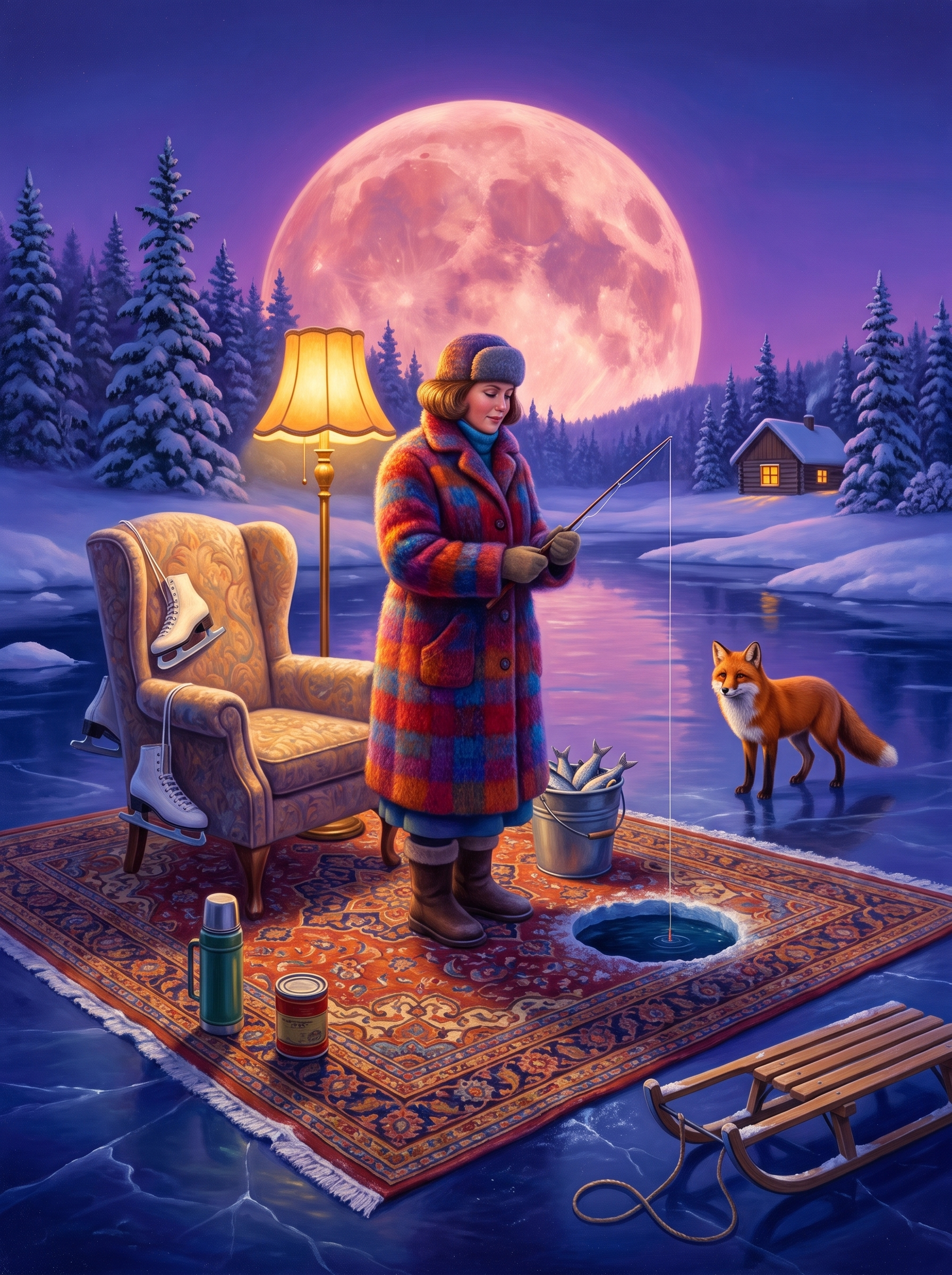Ice Fishing By The Sofa