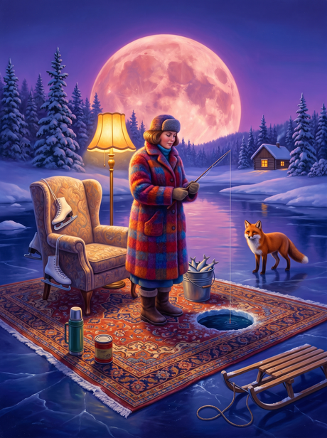 Ice Fishing By The Sofa