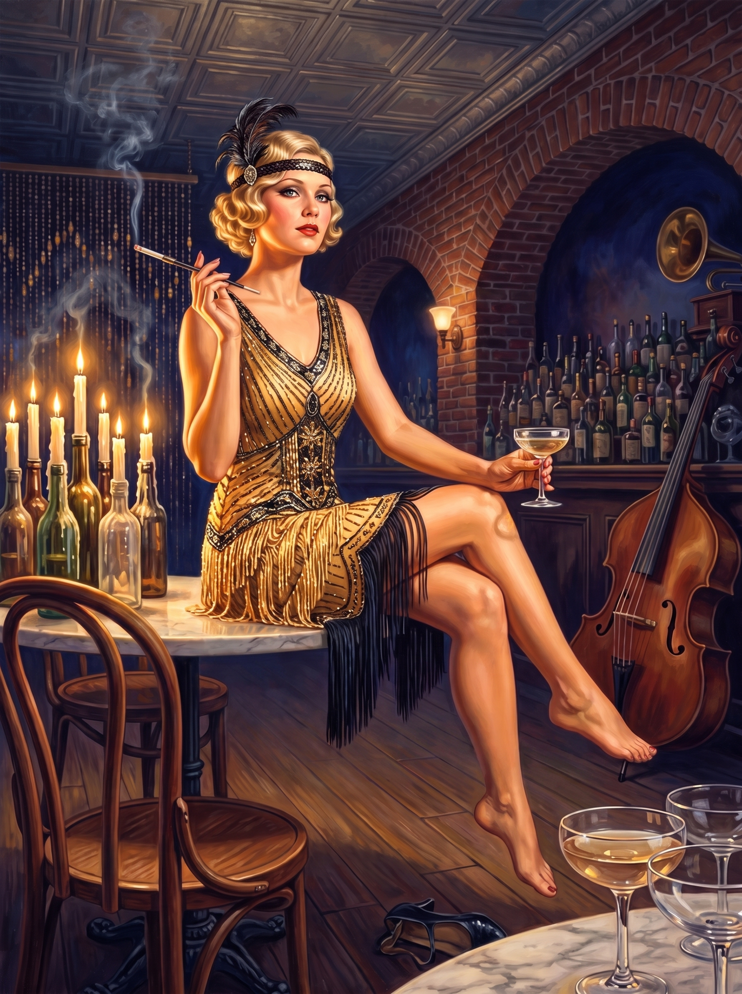 Gold Sequins In The Speakeasy