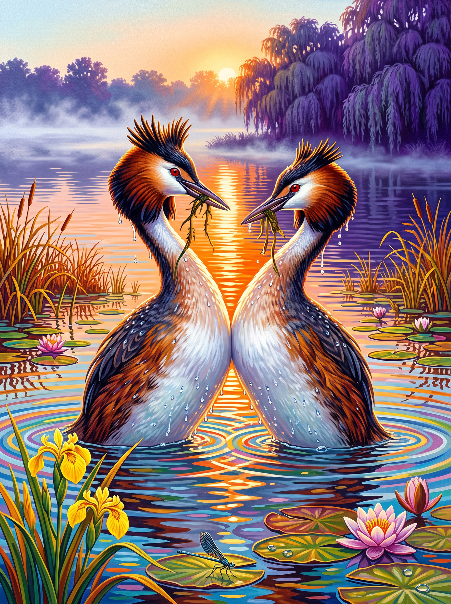 Great Crested Grebes Show Off