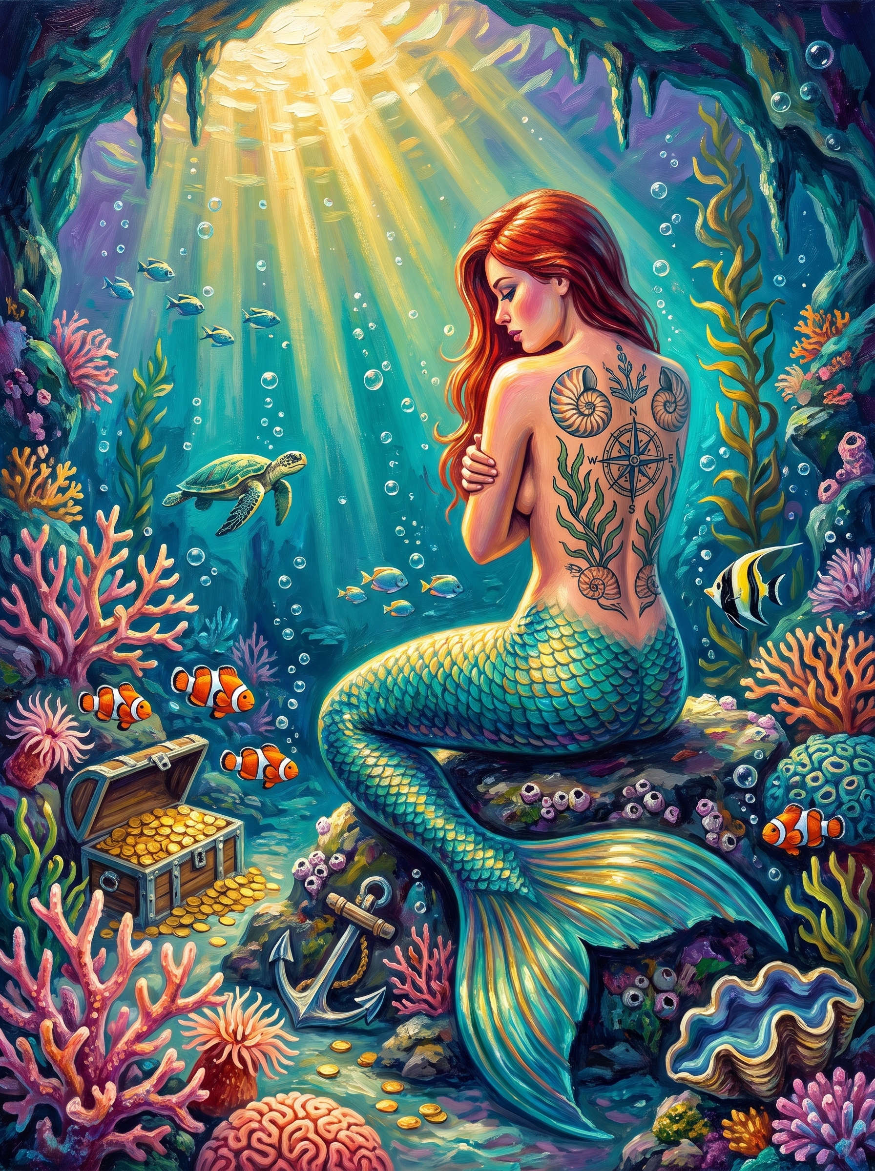 Mermaid In The Coral Cavern