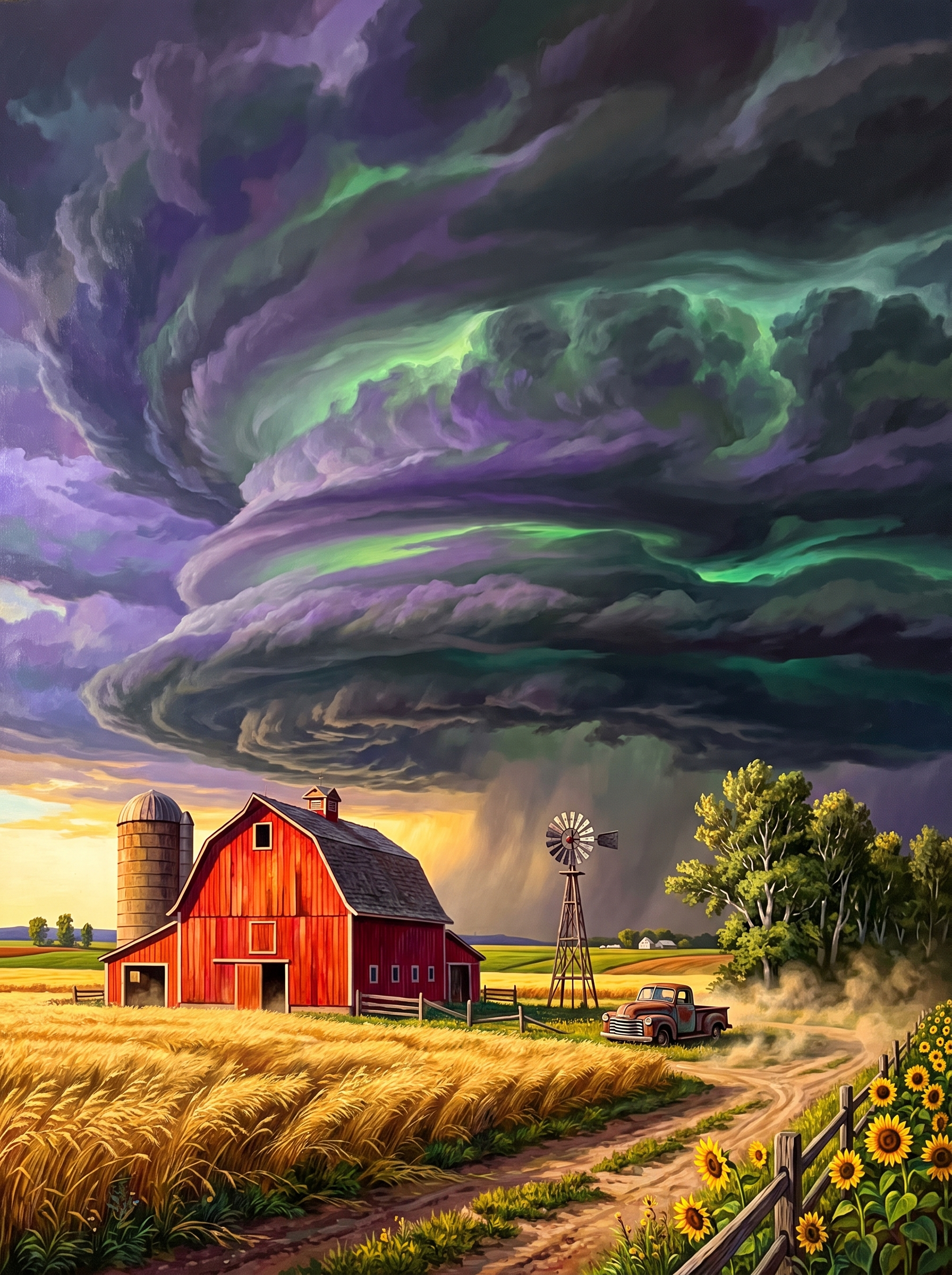 Barn Under A Green Sky