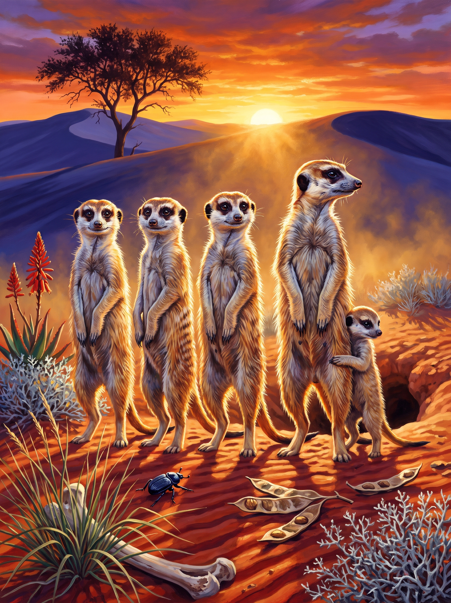 Kalahari Meerkats On Watch