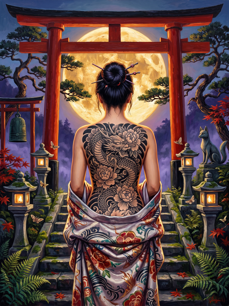 Gold Dragon At The Japanese Gate