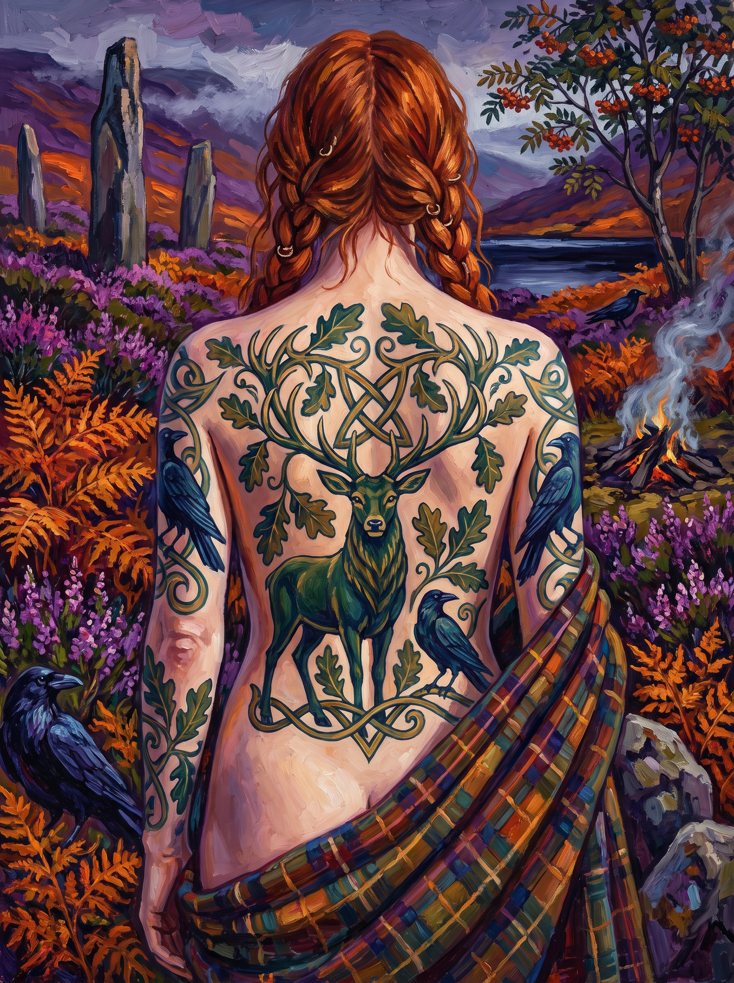 Knotwork Stag At Highland Dusk