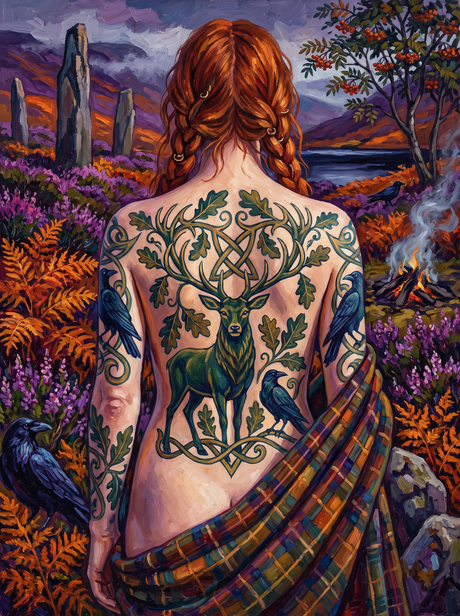 Knotwork Stag At Highland Dusk