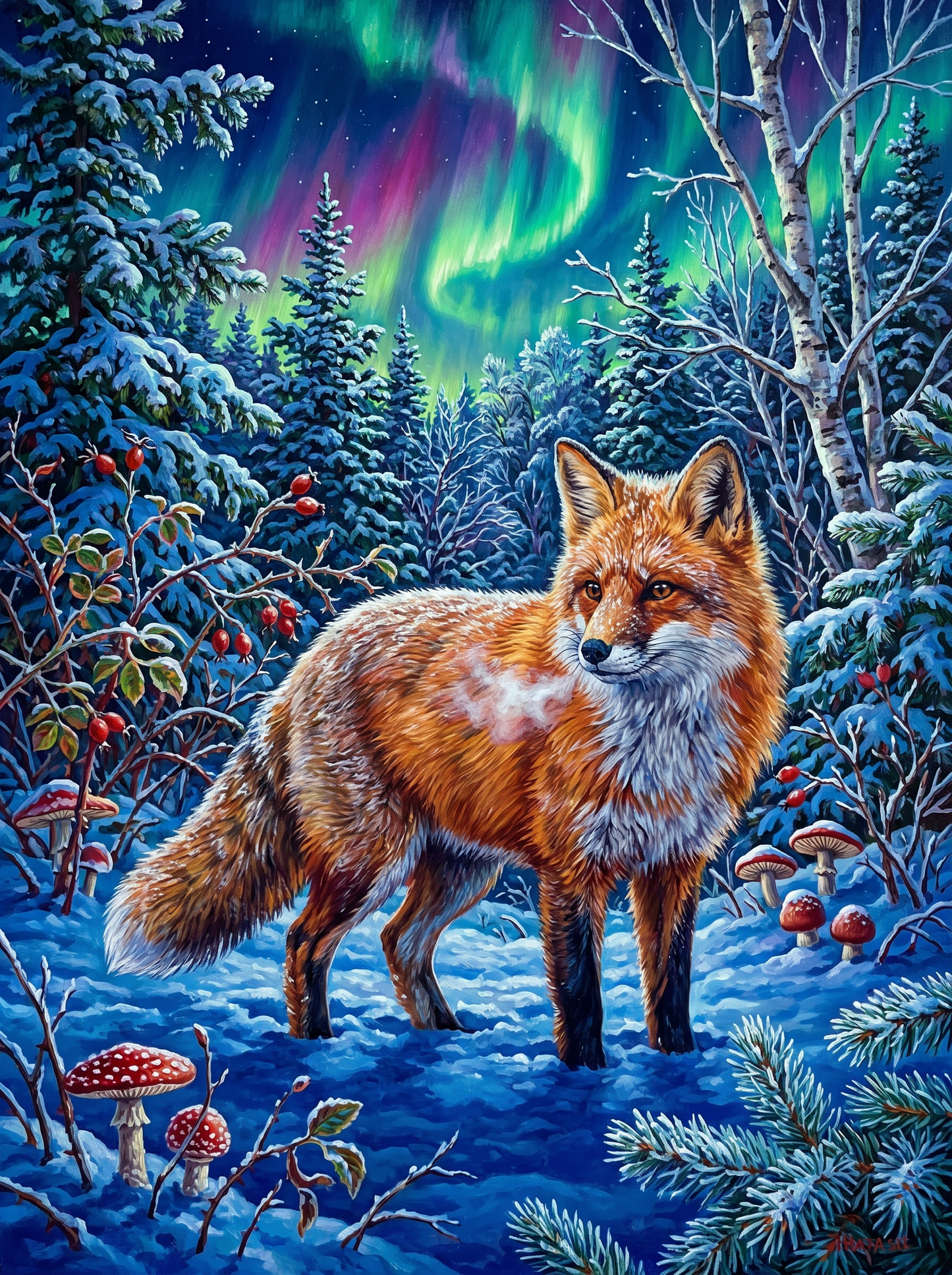 Red Fox Unimpressed By Aurora
