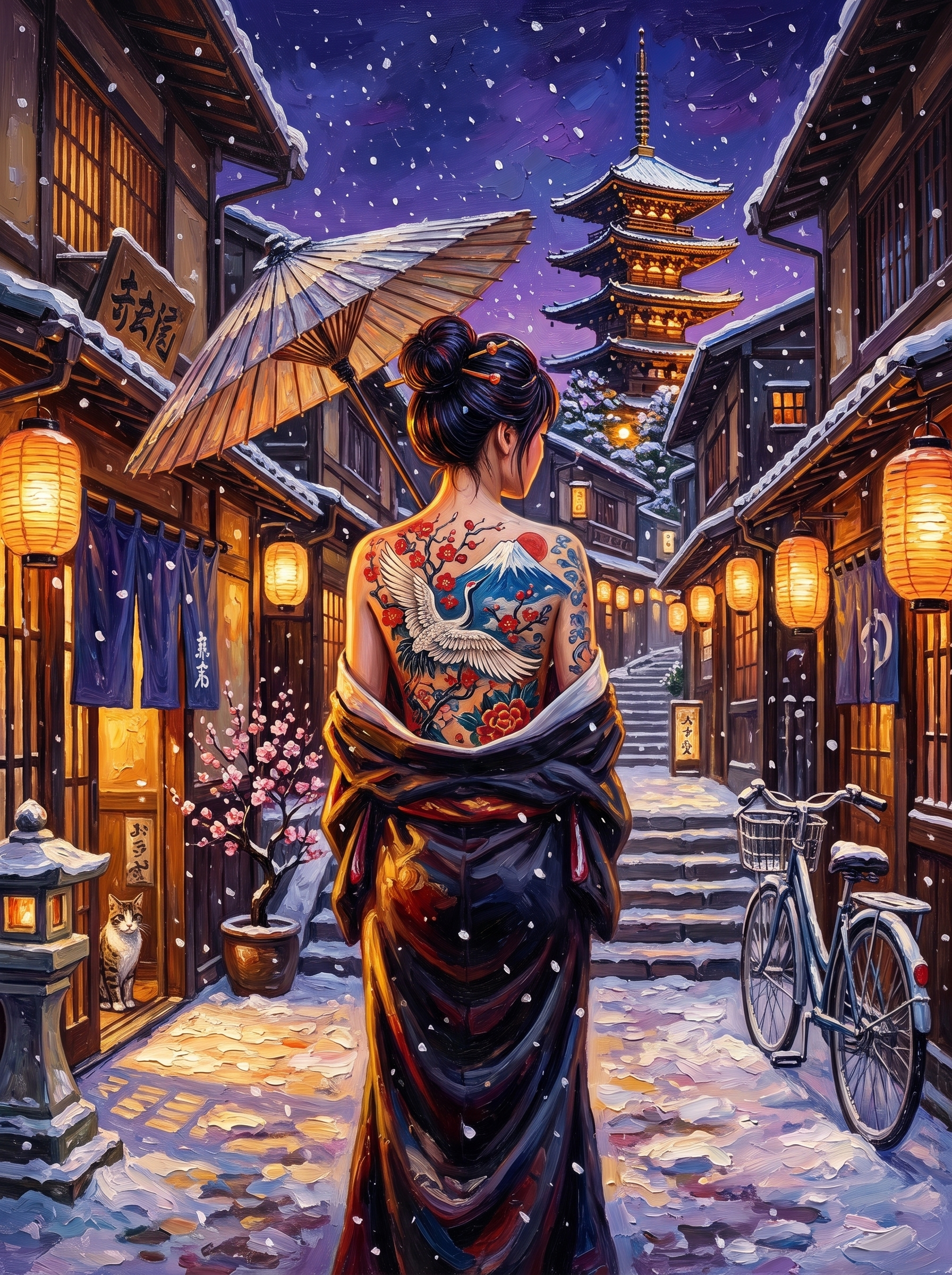 Kyoto Snow On Bare Shoulders