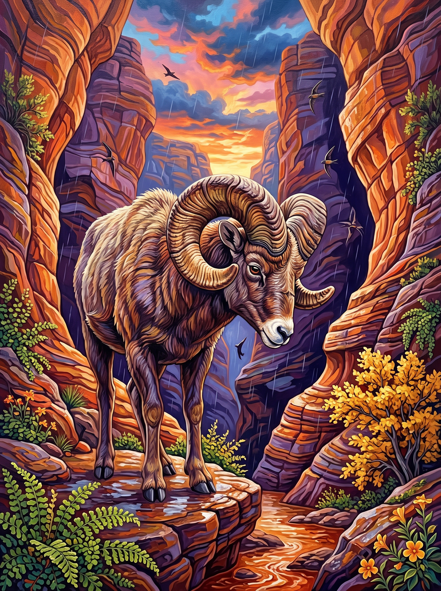 Bighorn Ram Holds The Ledge