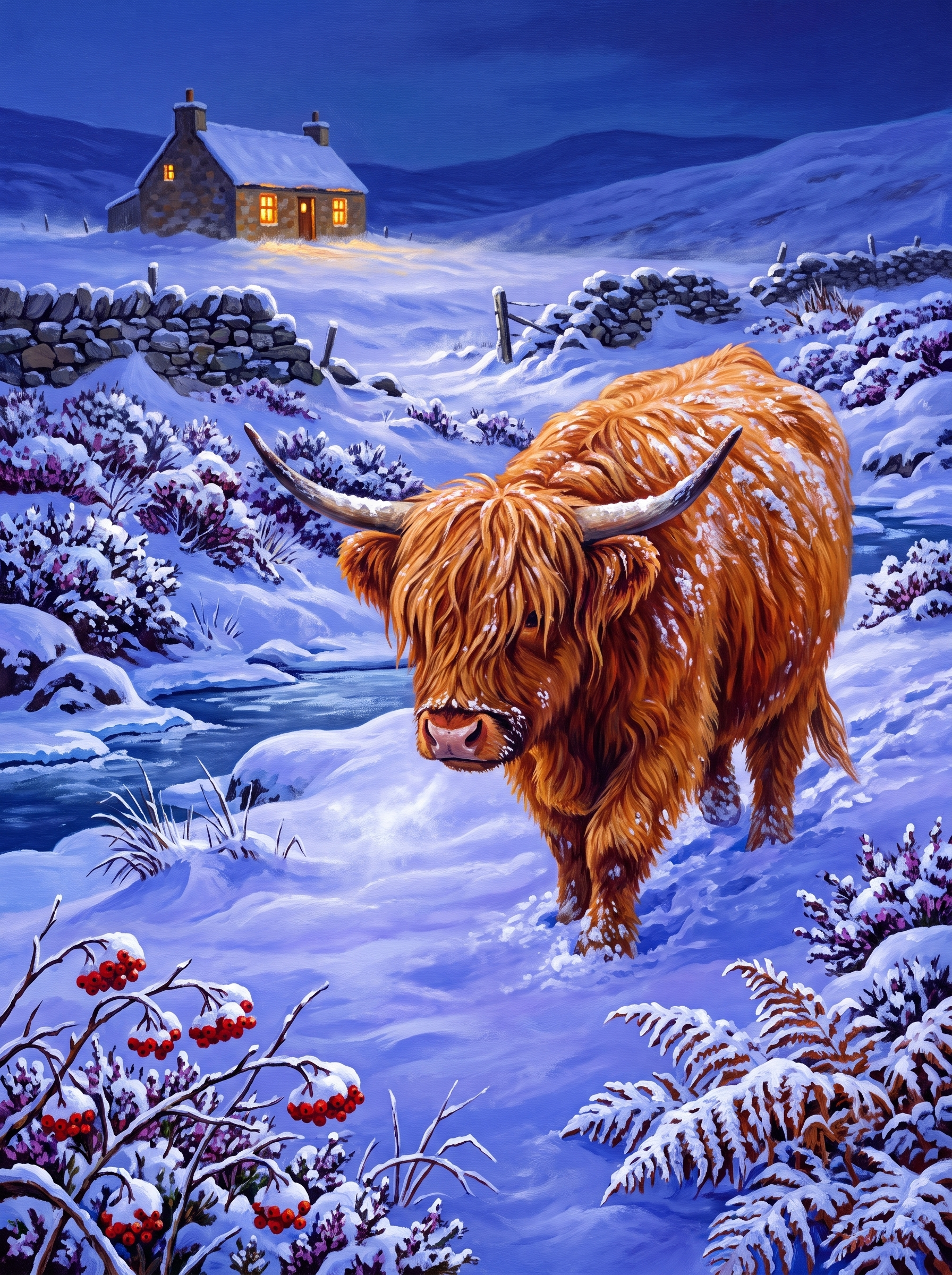Highland Calf In Scottish Snow