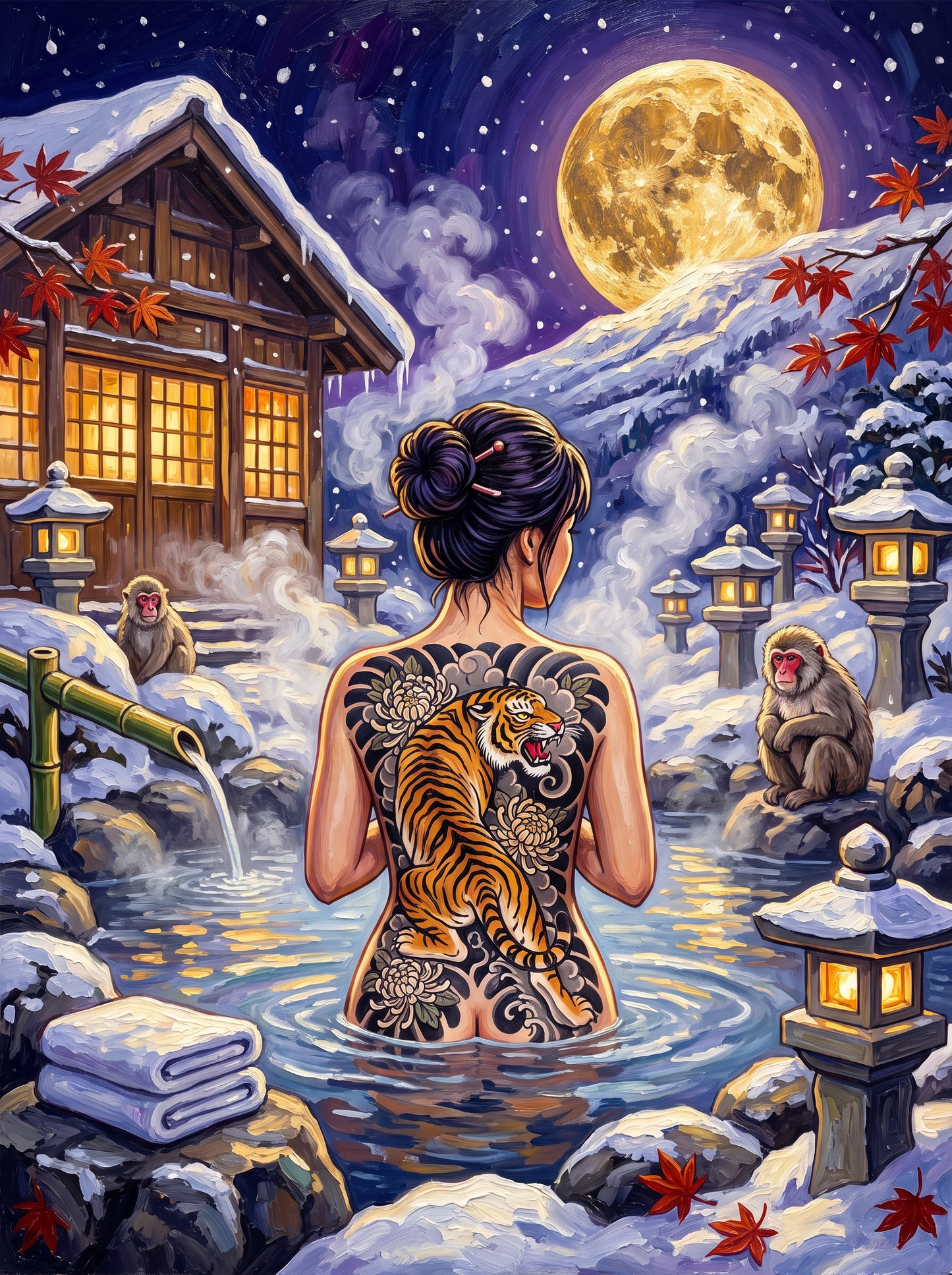 Tiger Tattoo In A Japanese Onsen