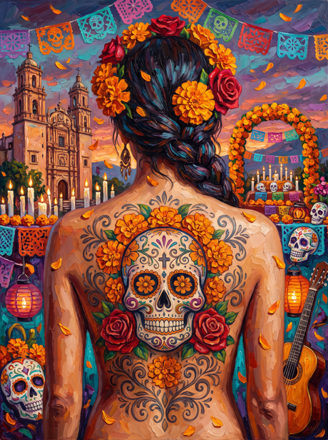 The Marigold Skull Of Mexico
