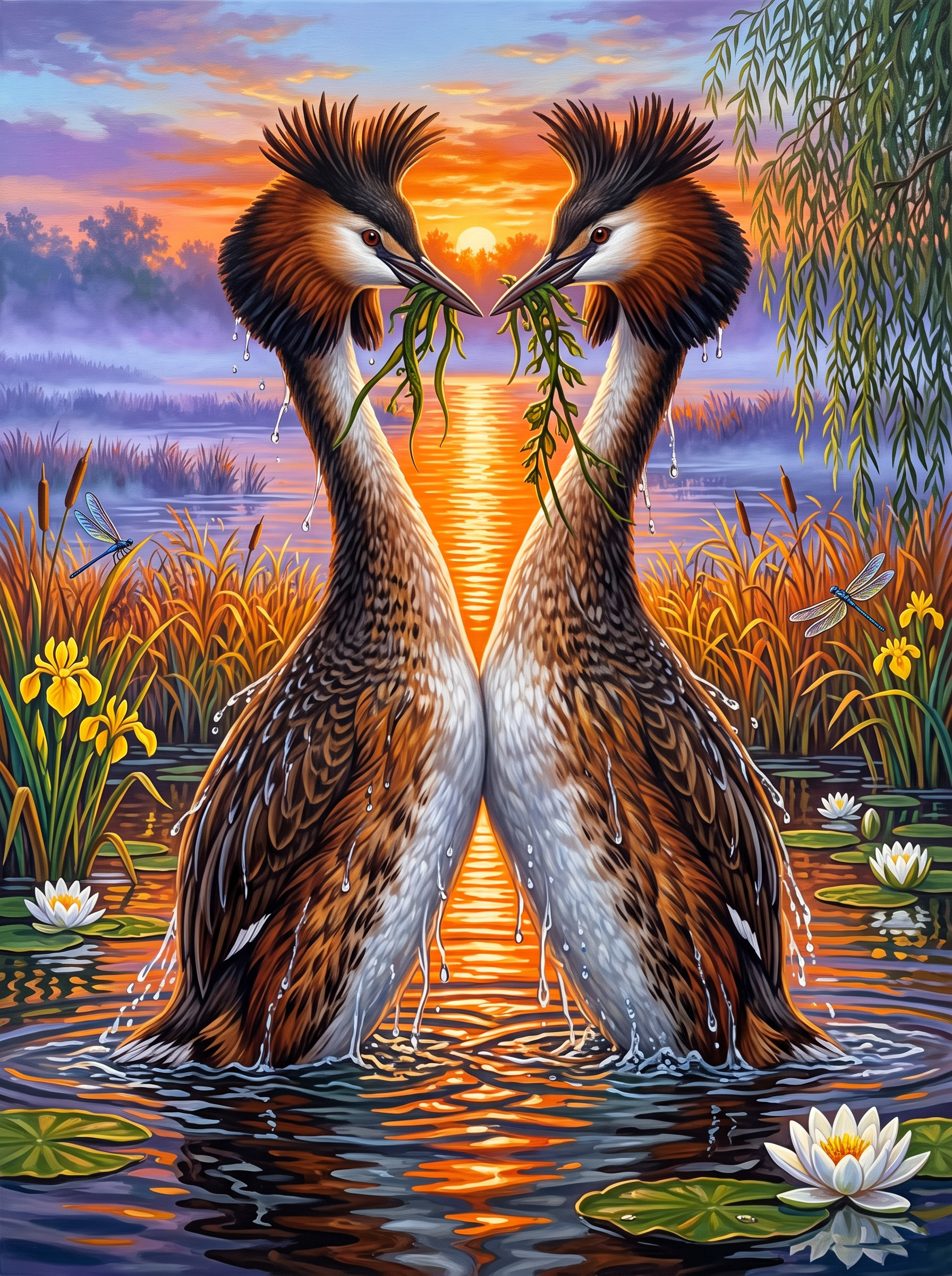 Great Crested Grebes Dancing