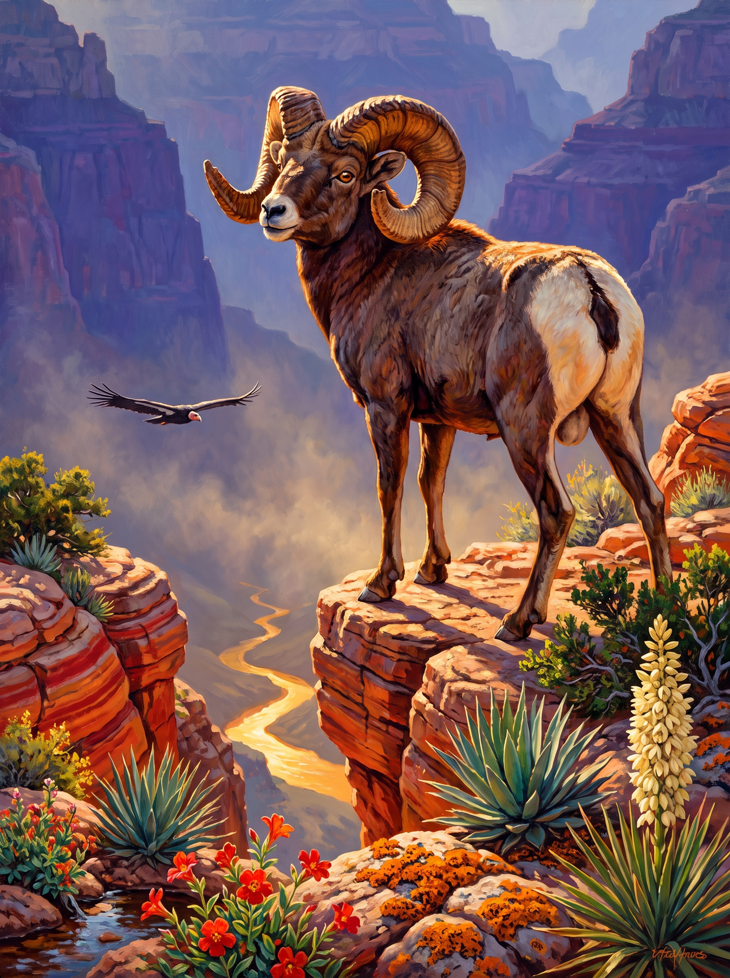 Bighorn Ram Above The Canyon