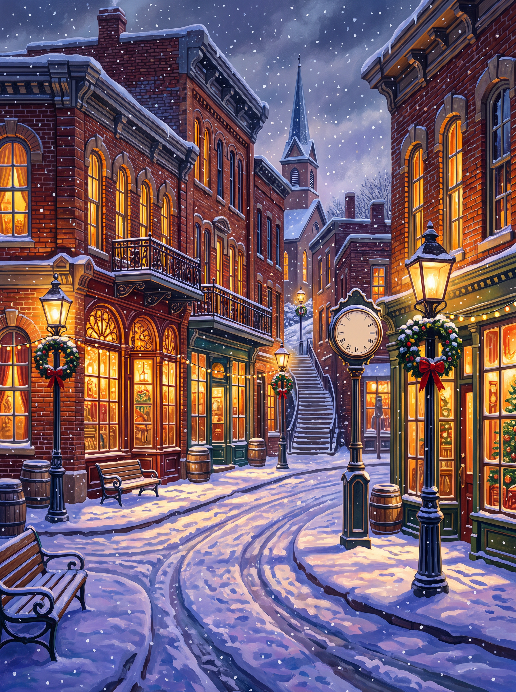 Snow Falls On Main Street