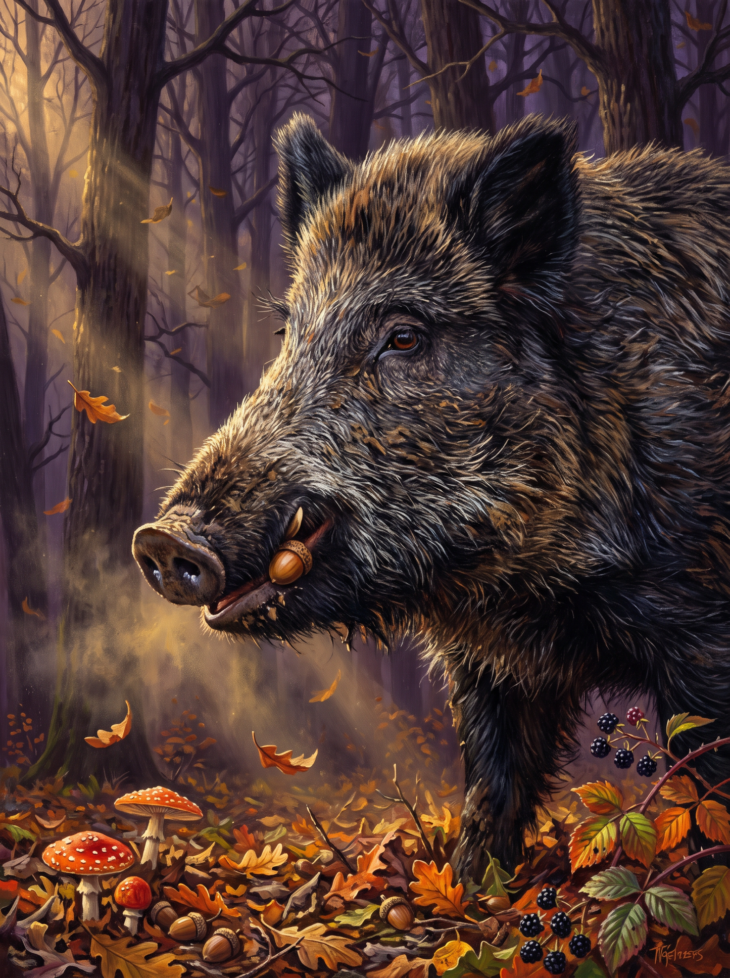 Wild Boar Among The Oaks