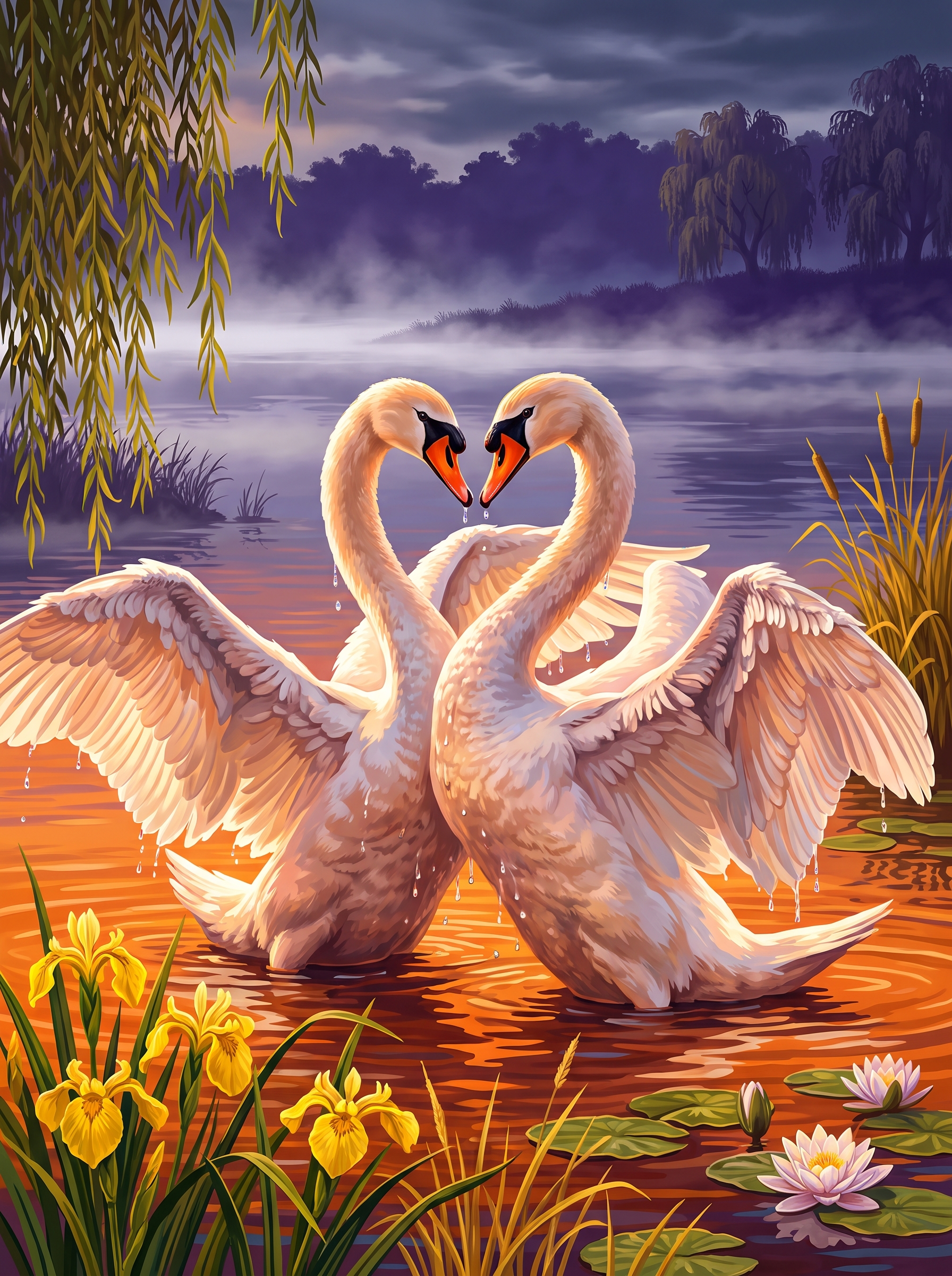 Two Mute Swans Make A Heart