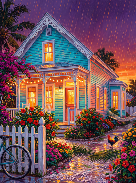 Key West Conch House In Rain