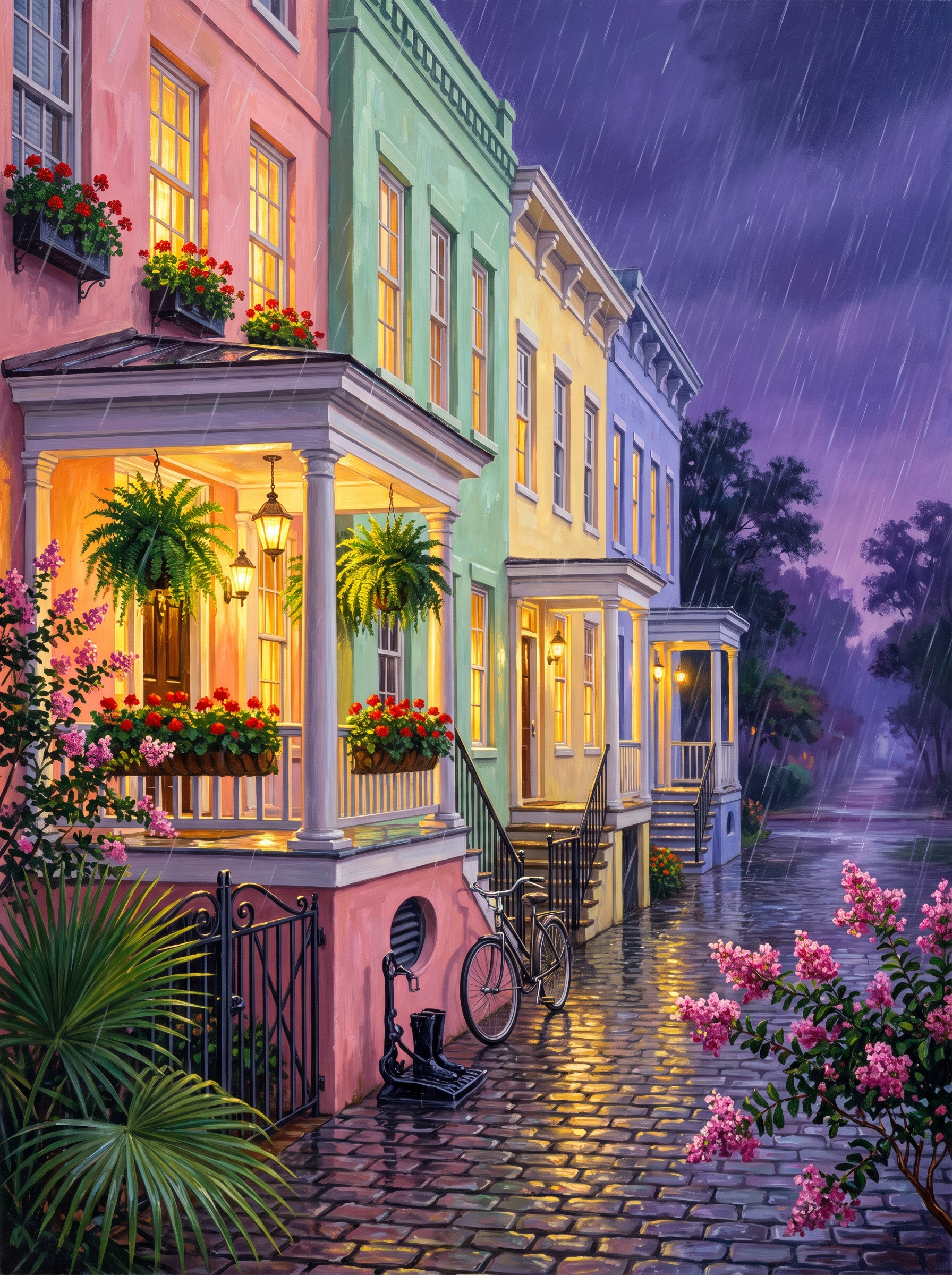 Charleston Pastels In The Rain