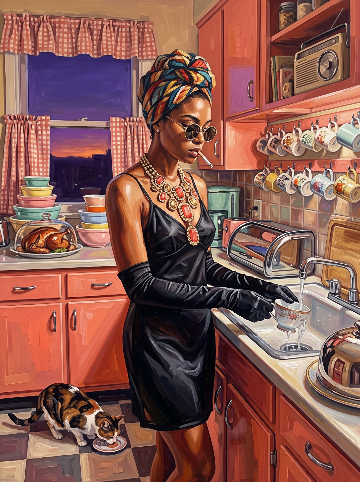 Washing Up In Long Gloves