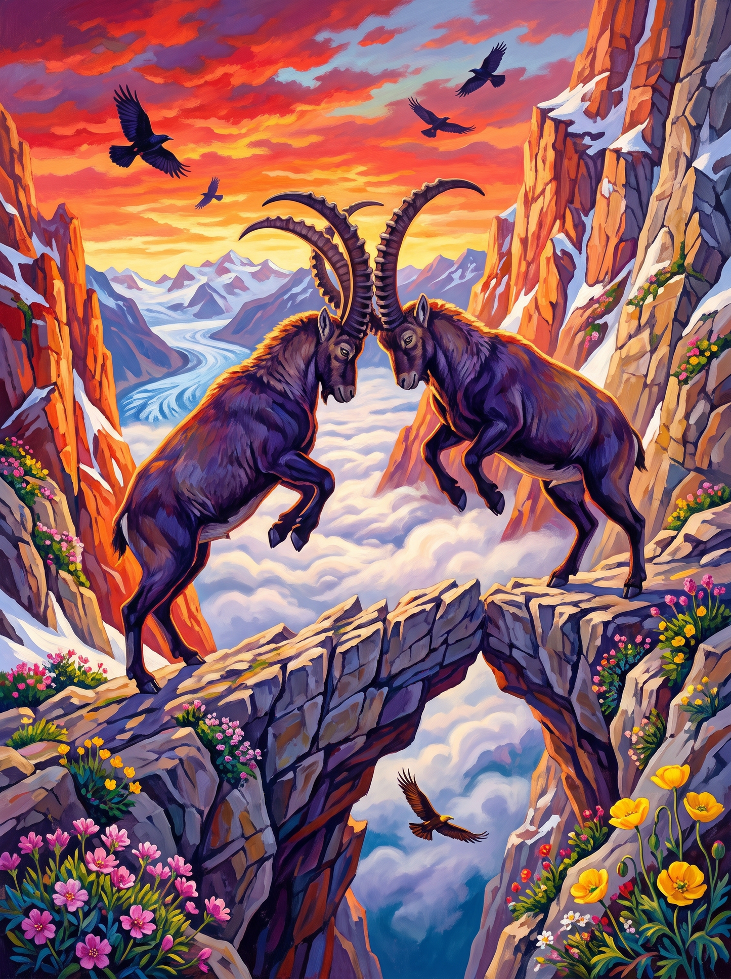 Ibex Duel In The Alps