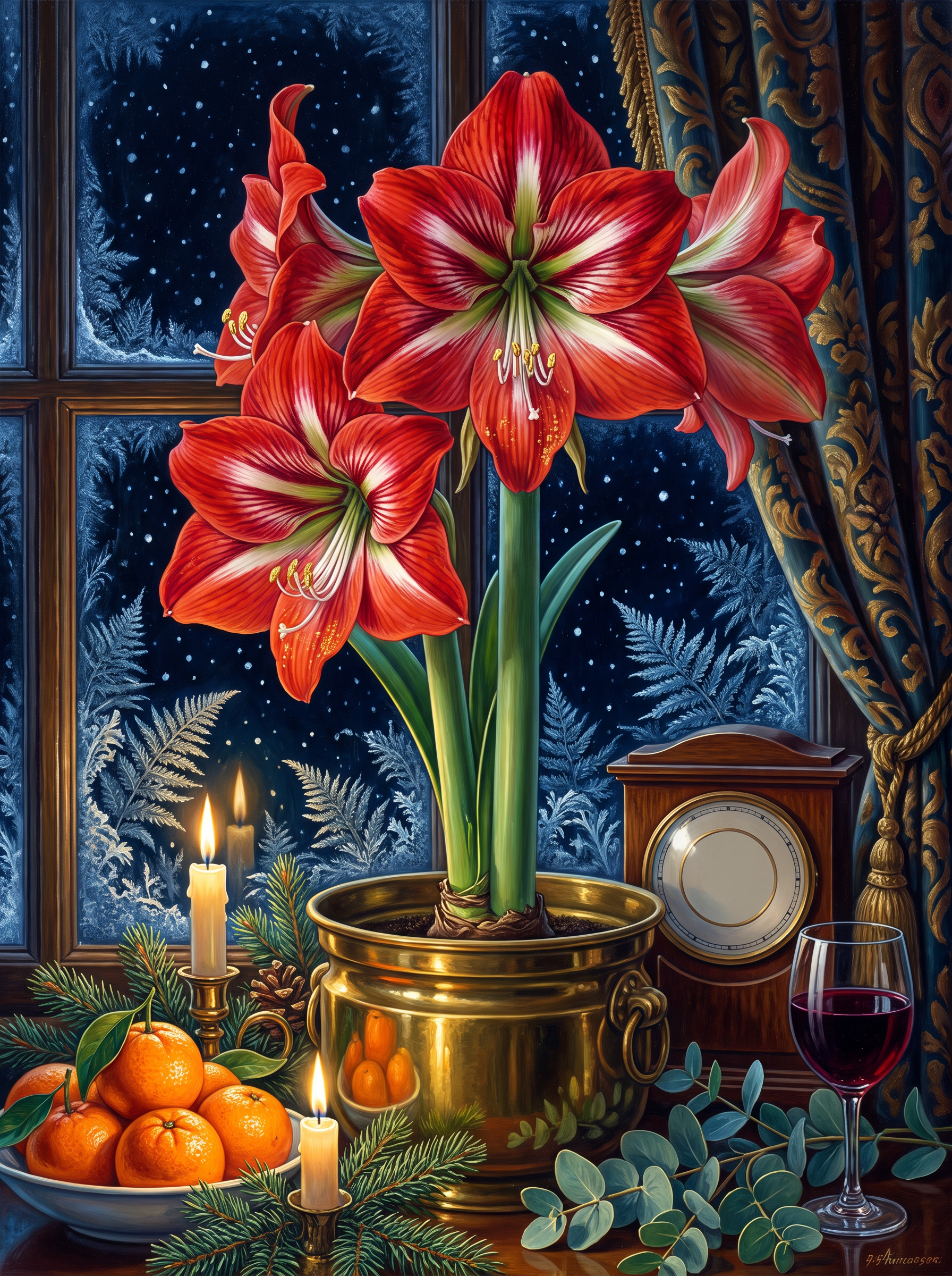 Amaryllis In Brass At Midwinter