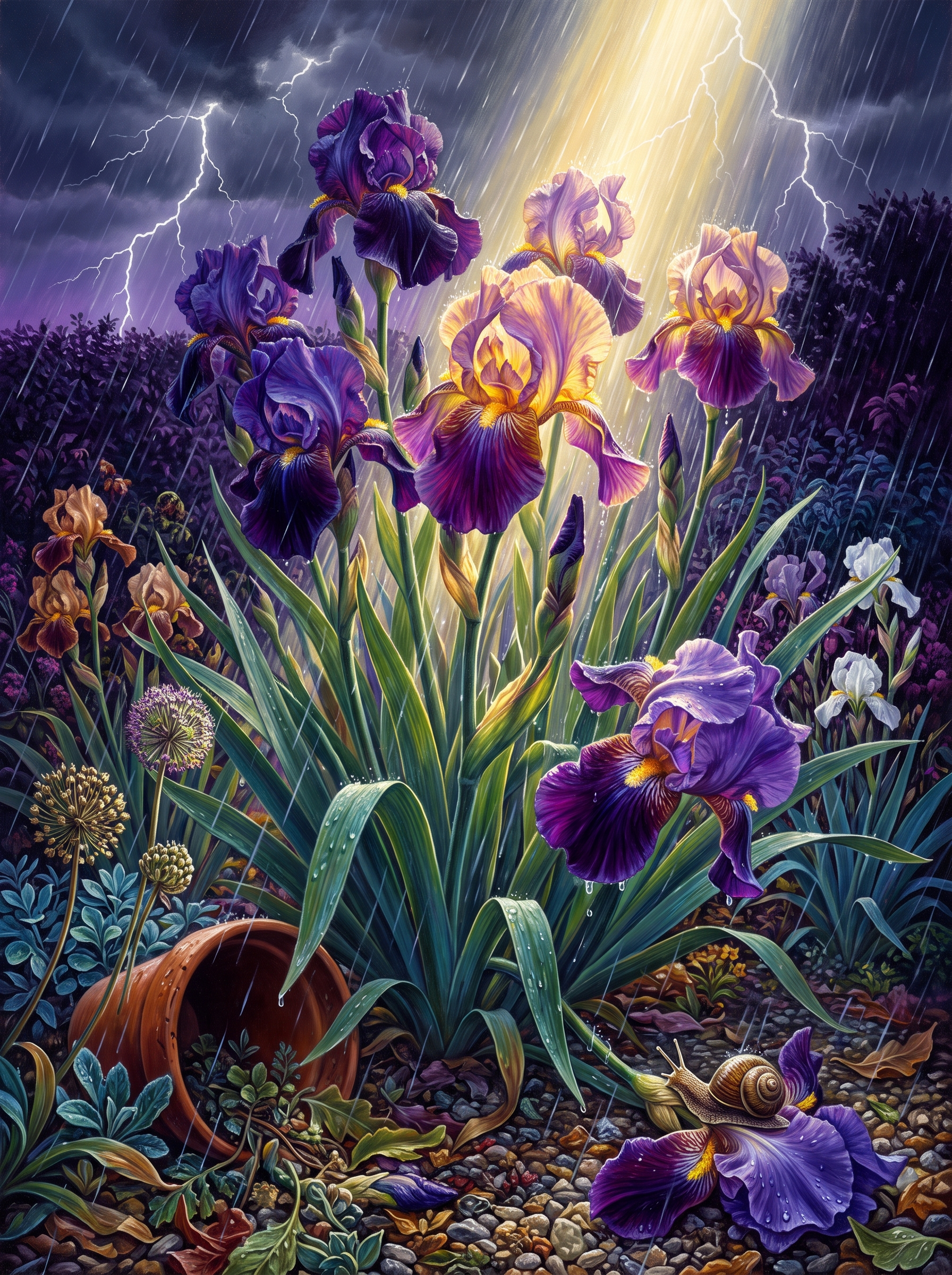 Bearded Iris In Bad Weather