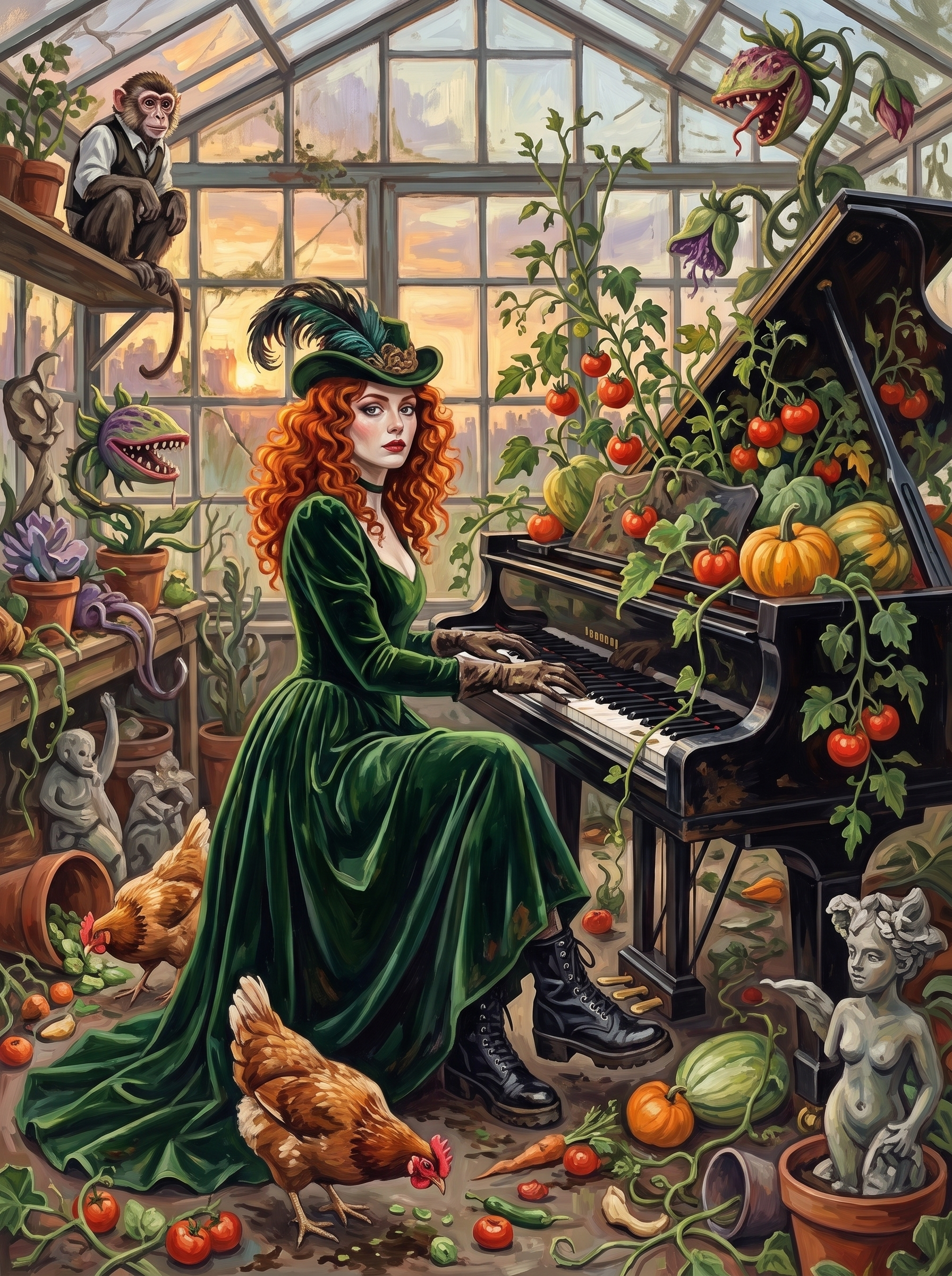 She Plays Piano For The Hens