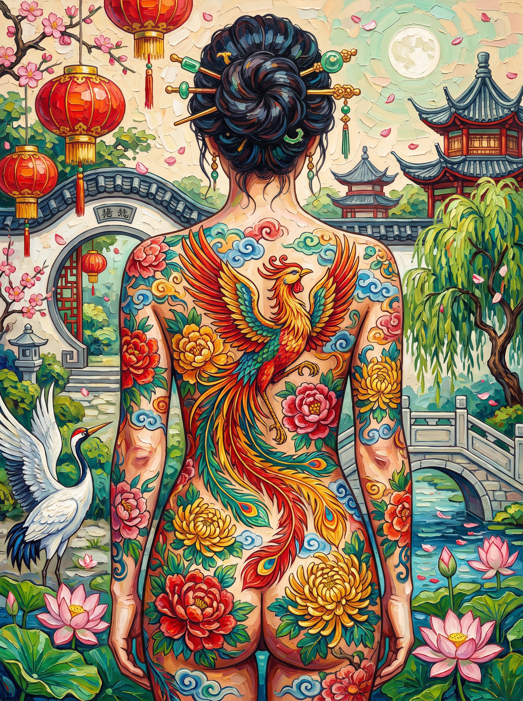 Lanterns Over A Chinese Garden