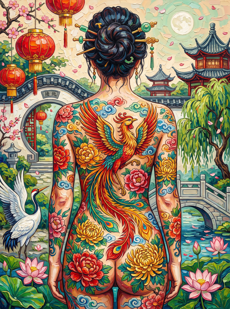Lanterns Over A Chinese Garden