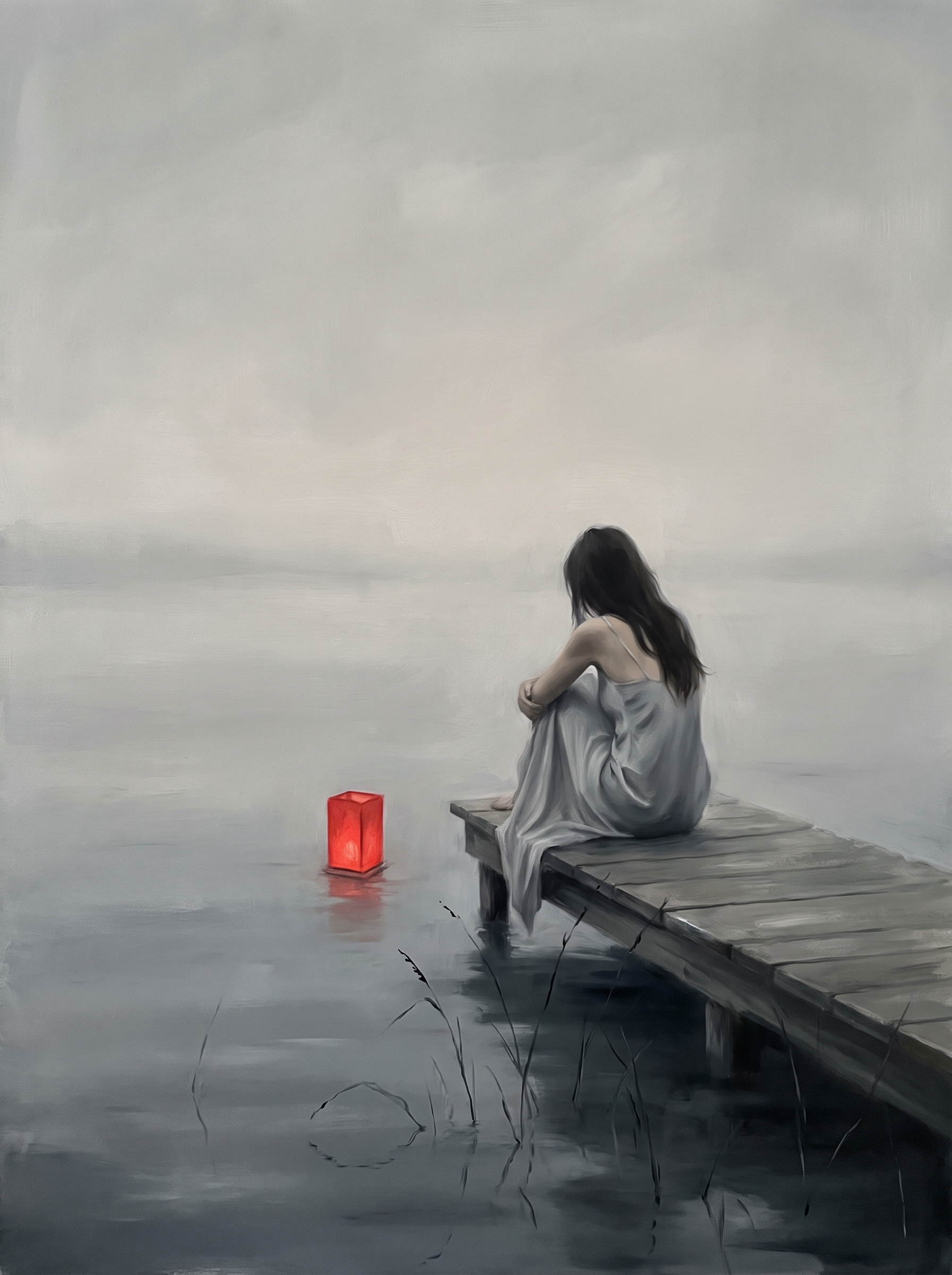 One Lantern On Grey Water