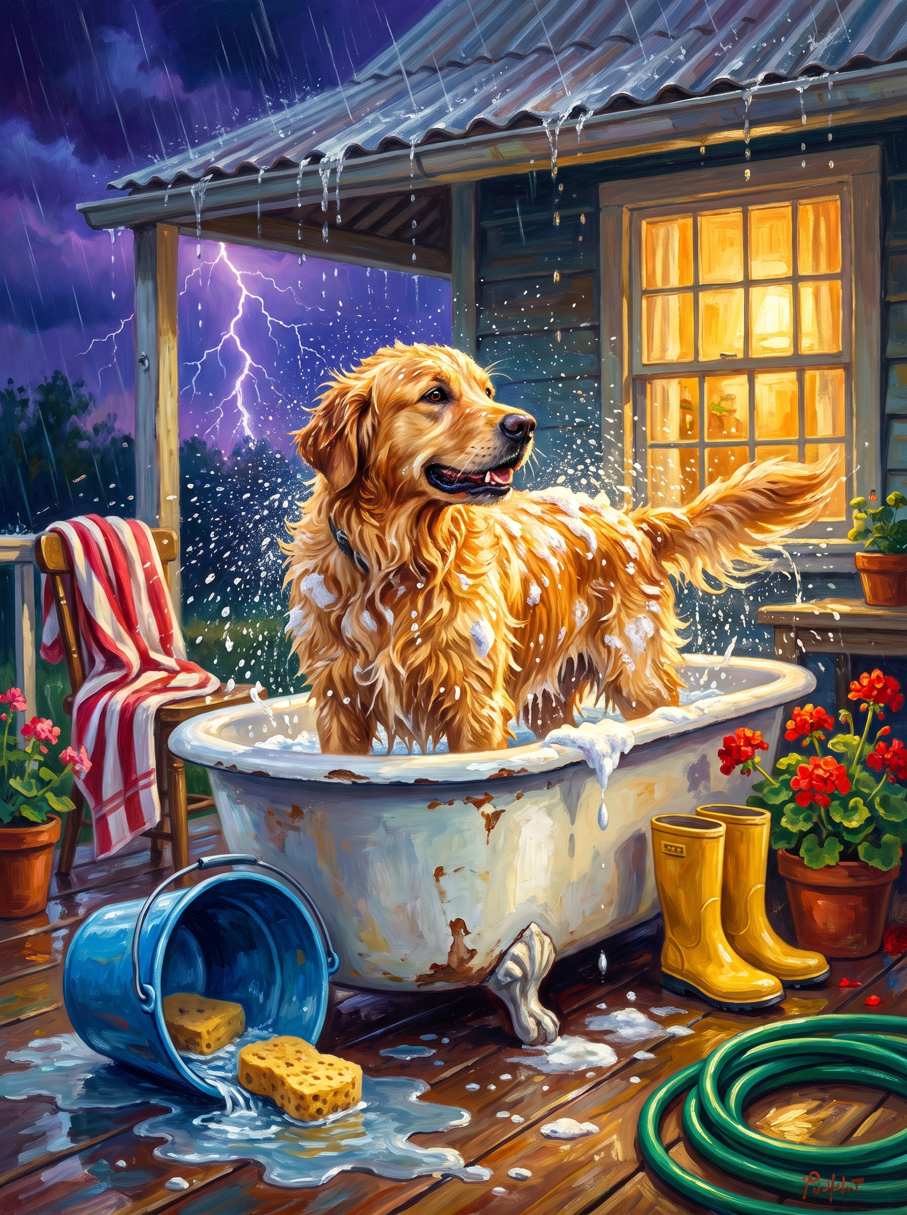 Golden Retriever Bath Disaster