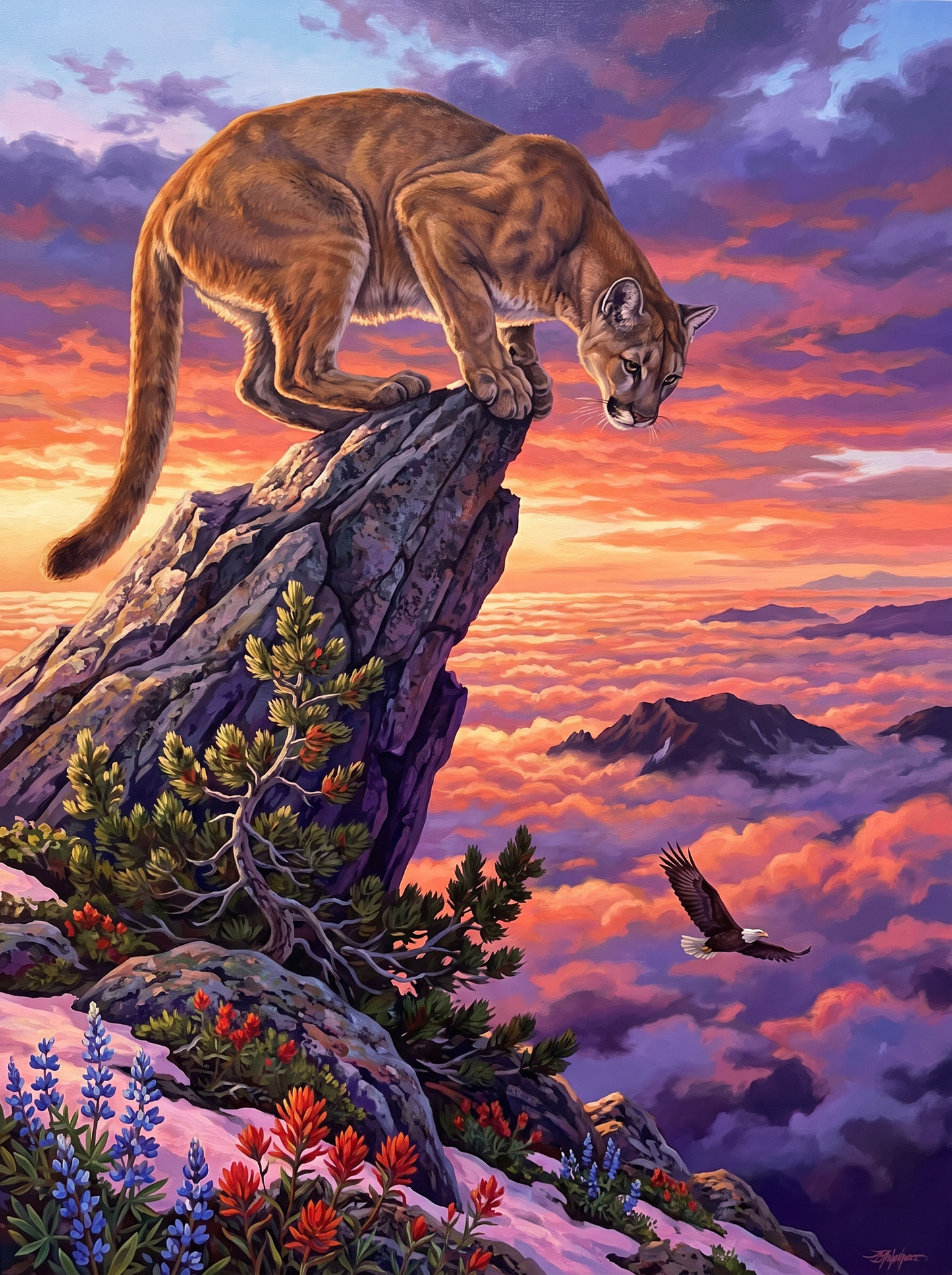 Cougar Stretched Above The Clouds