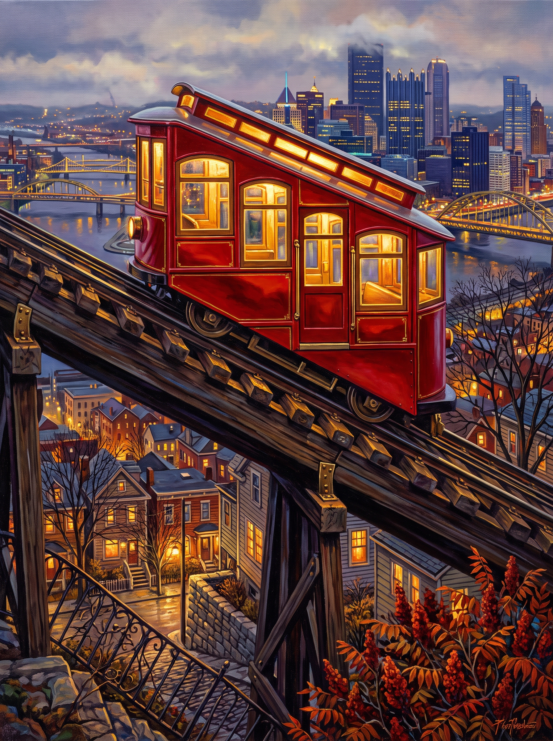 Pittsburgh Incline At Dusk