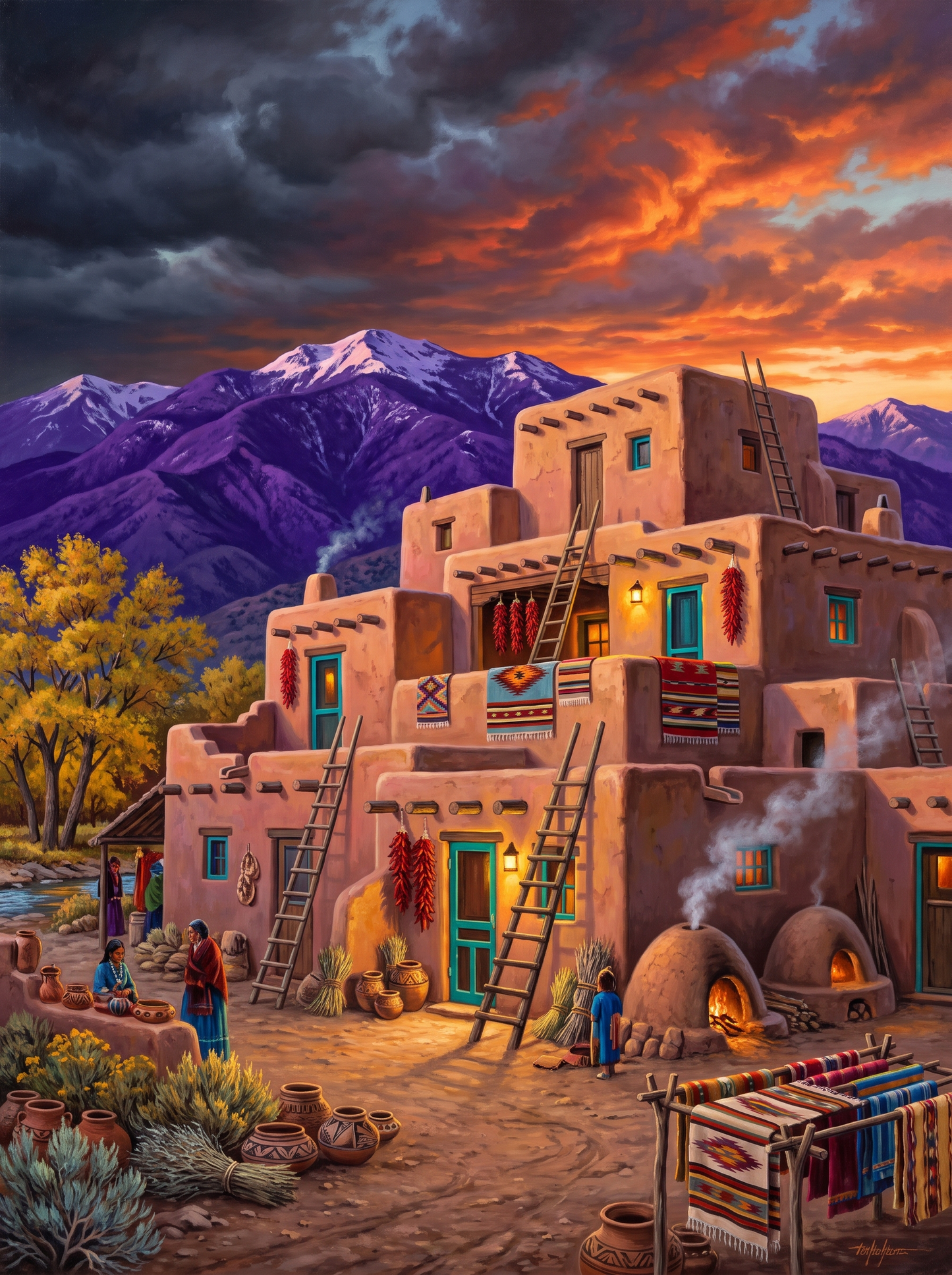 Taos Pueblo At Sunset