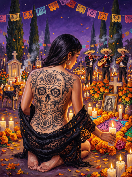 Sugar Skull On A Mexican Night