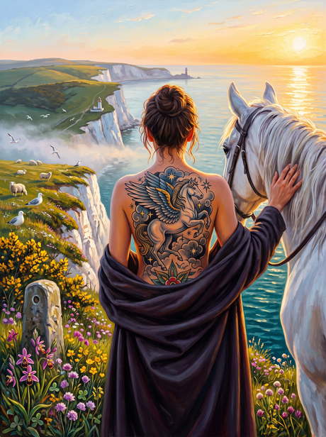 Pegasus On Chalk Cliffs