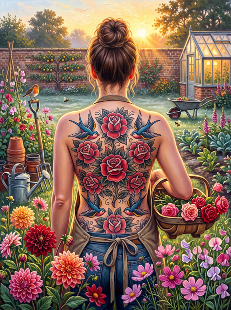 Roses And Swallows At Dawn