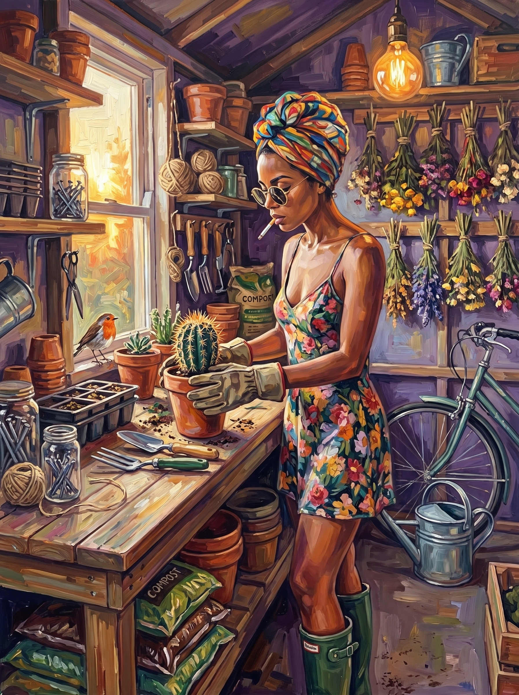 One Cactus In The Potting Shed