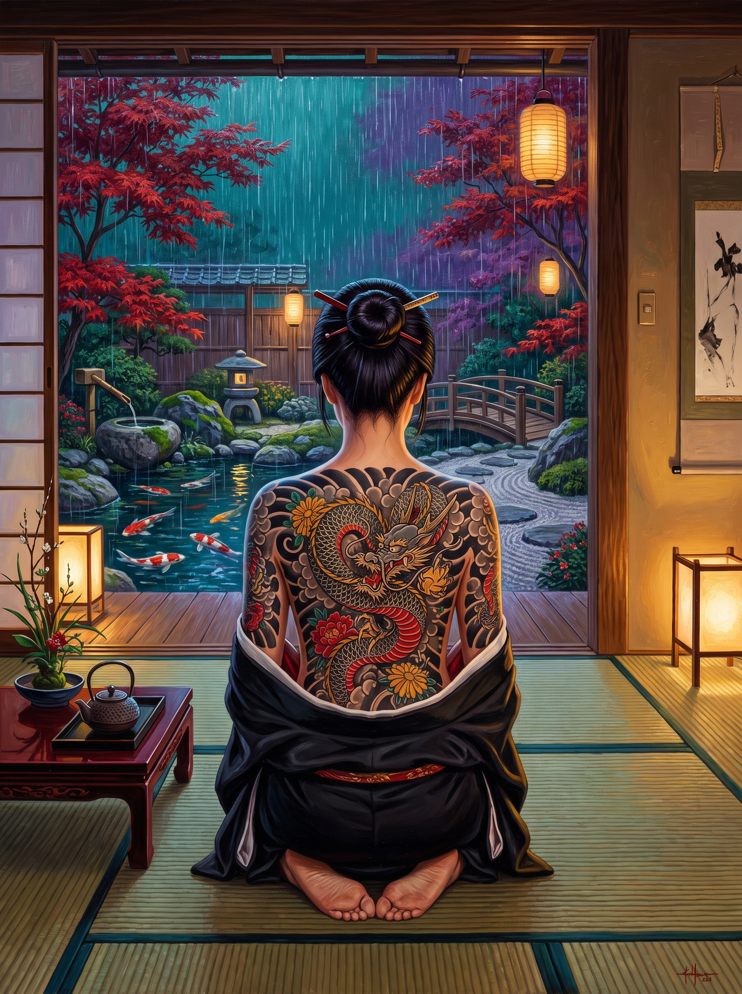Dragon In Japanese Rain