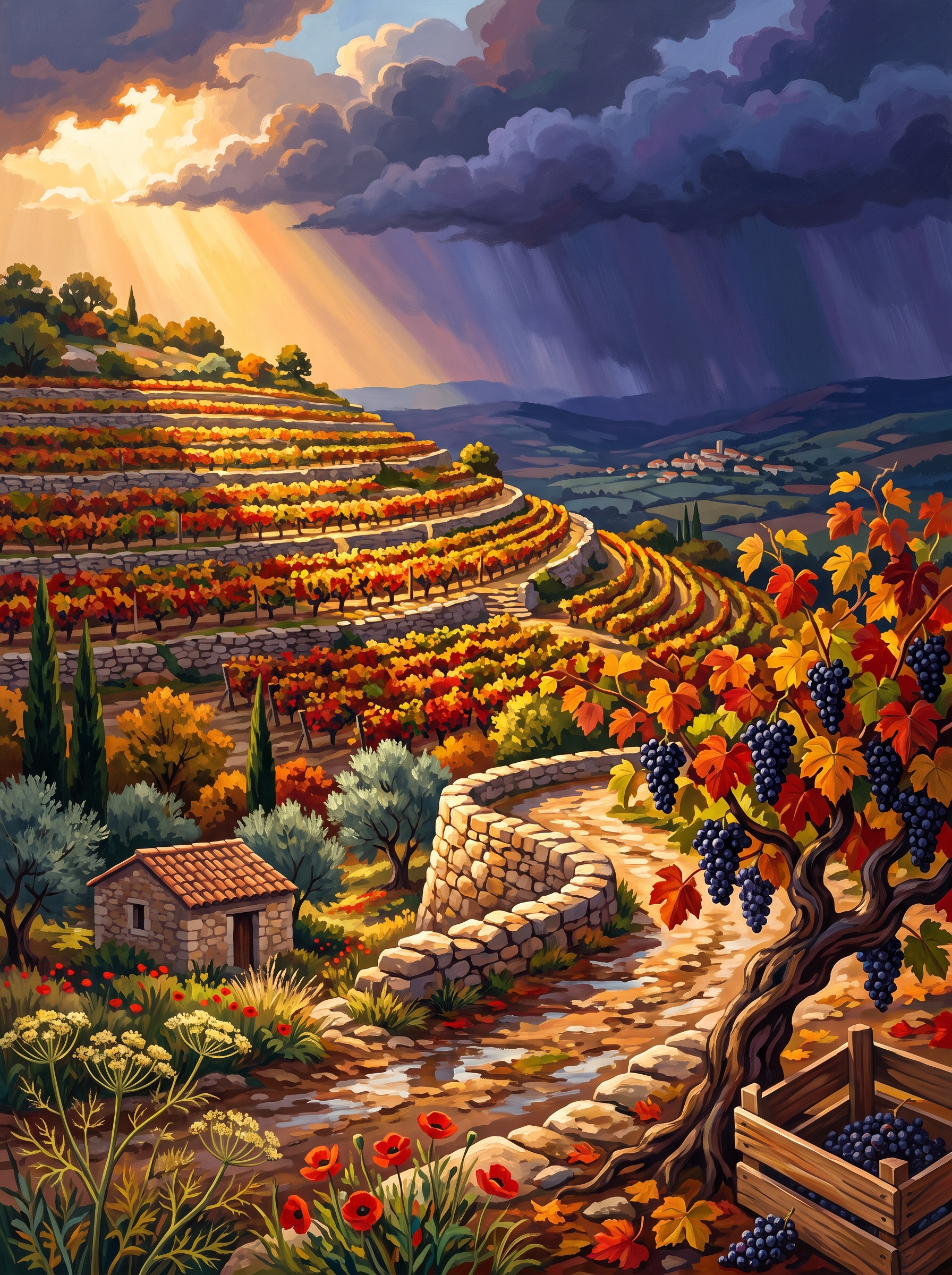 Vineyard Under A Storm