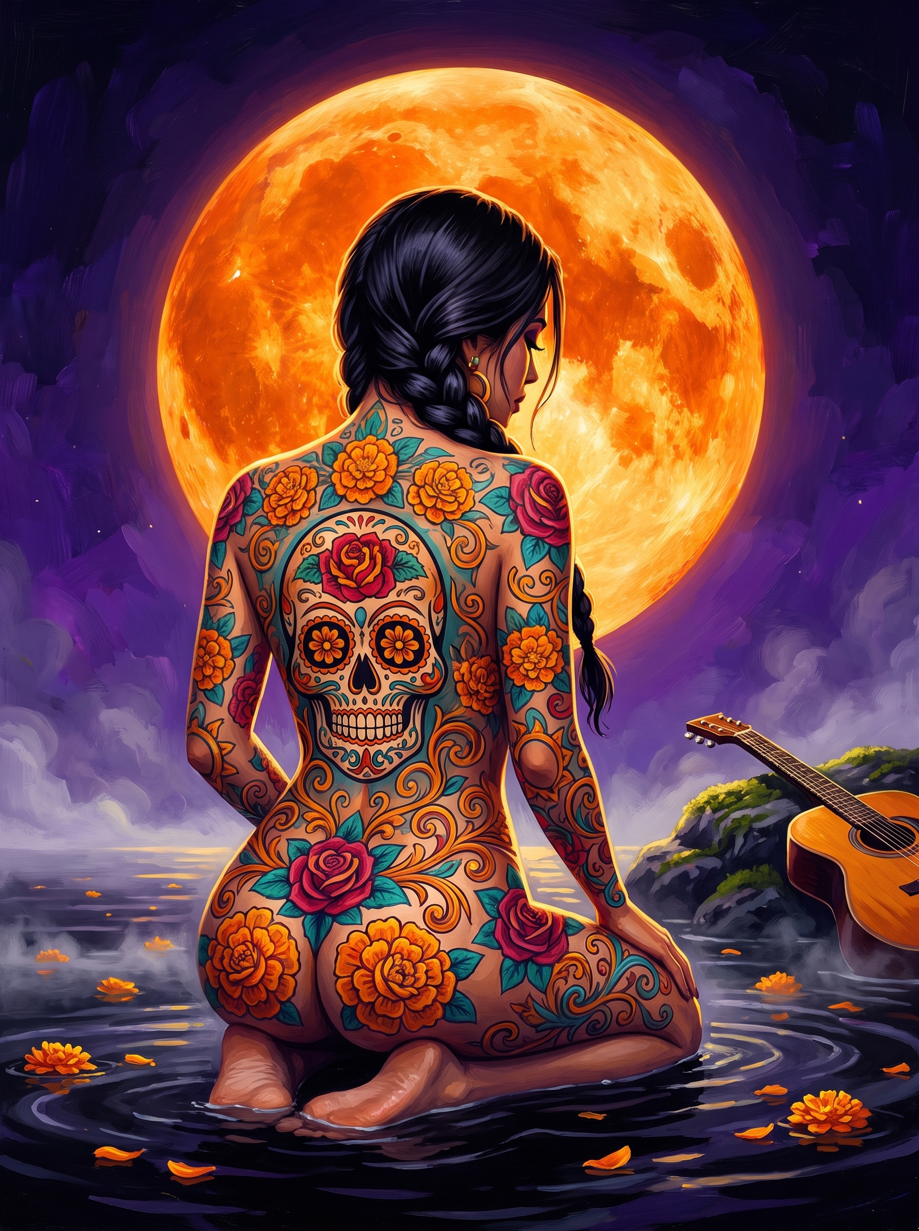 Orange Moon Over The Sugar Skull