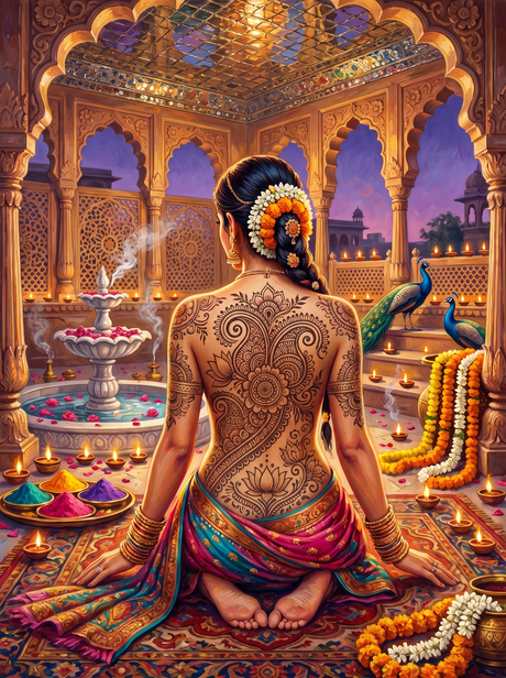 India Henna, Peacocks Watching