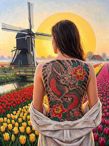 Dragon In The Dutch Tulips