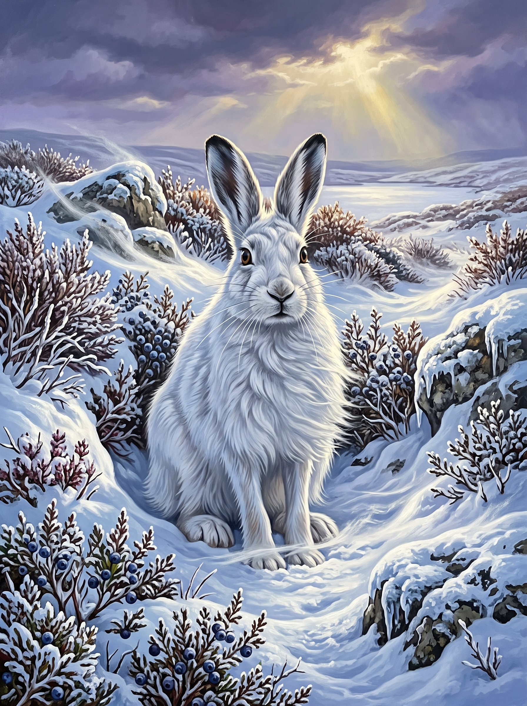 Mountain Hare In Winter Whites