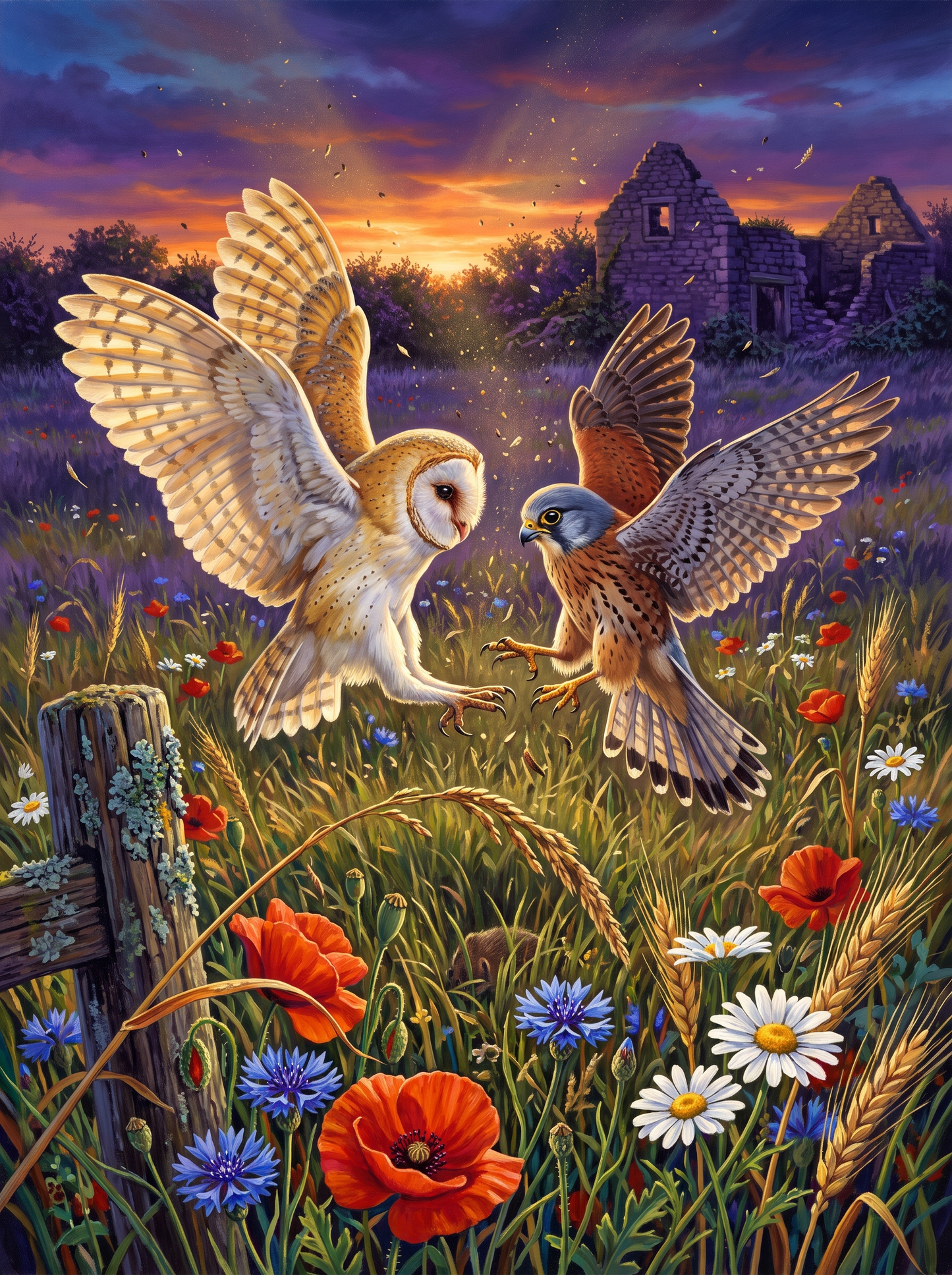 Barn Owl And Kestrel Disagree
