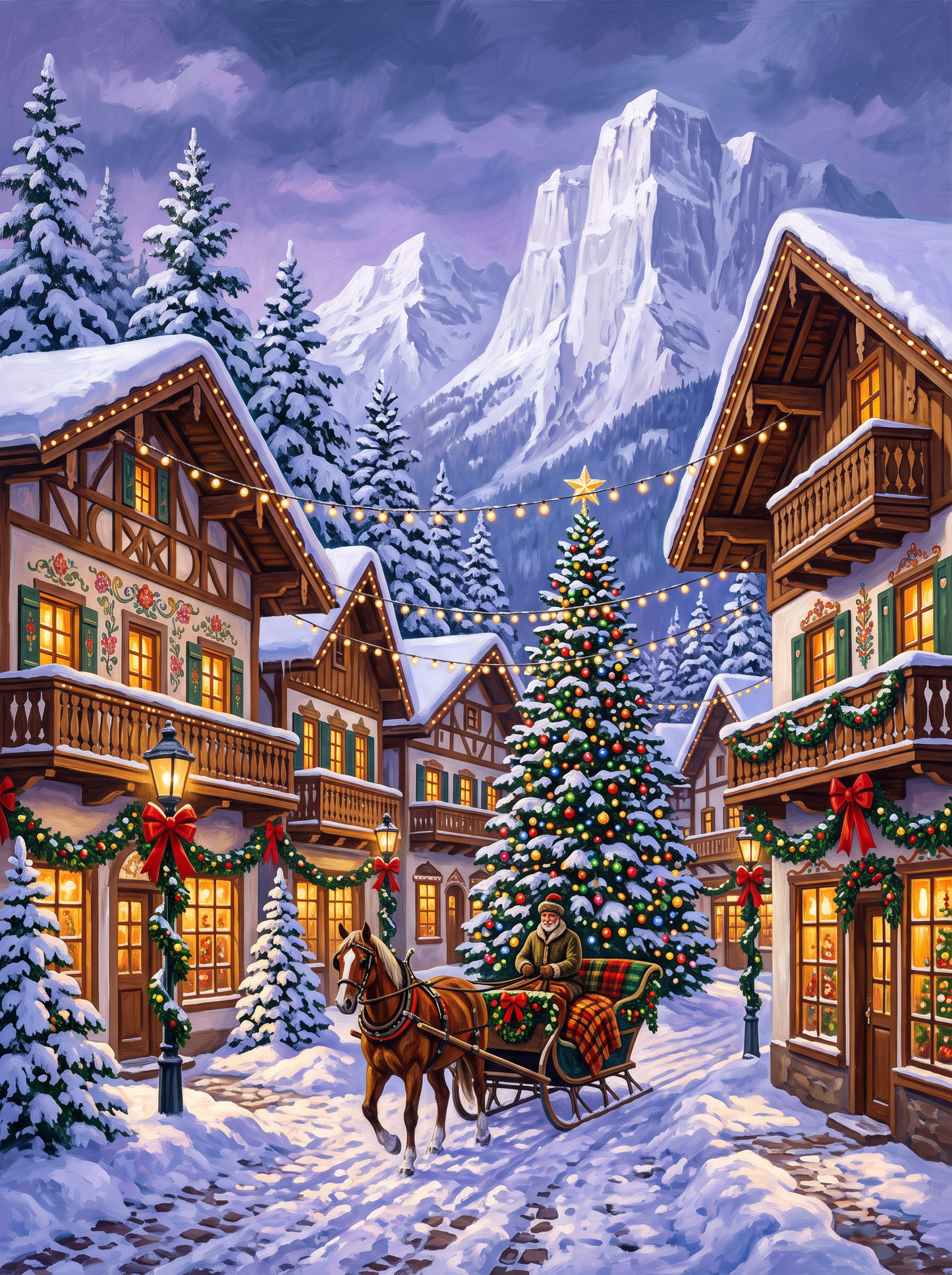 Sleigh Through The Alpine Village
