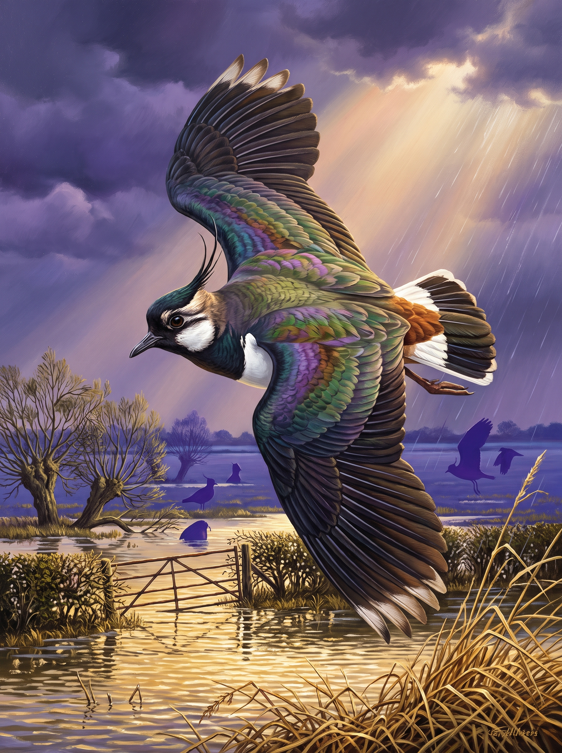 Lapwing On Flooded Fields