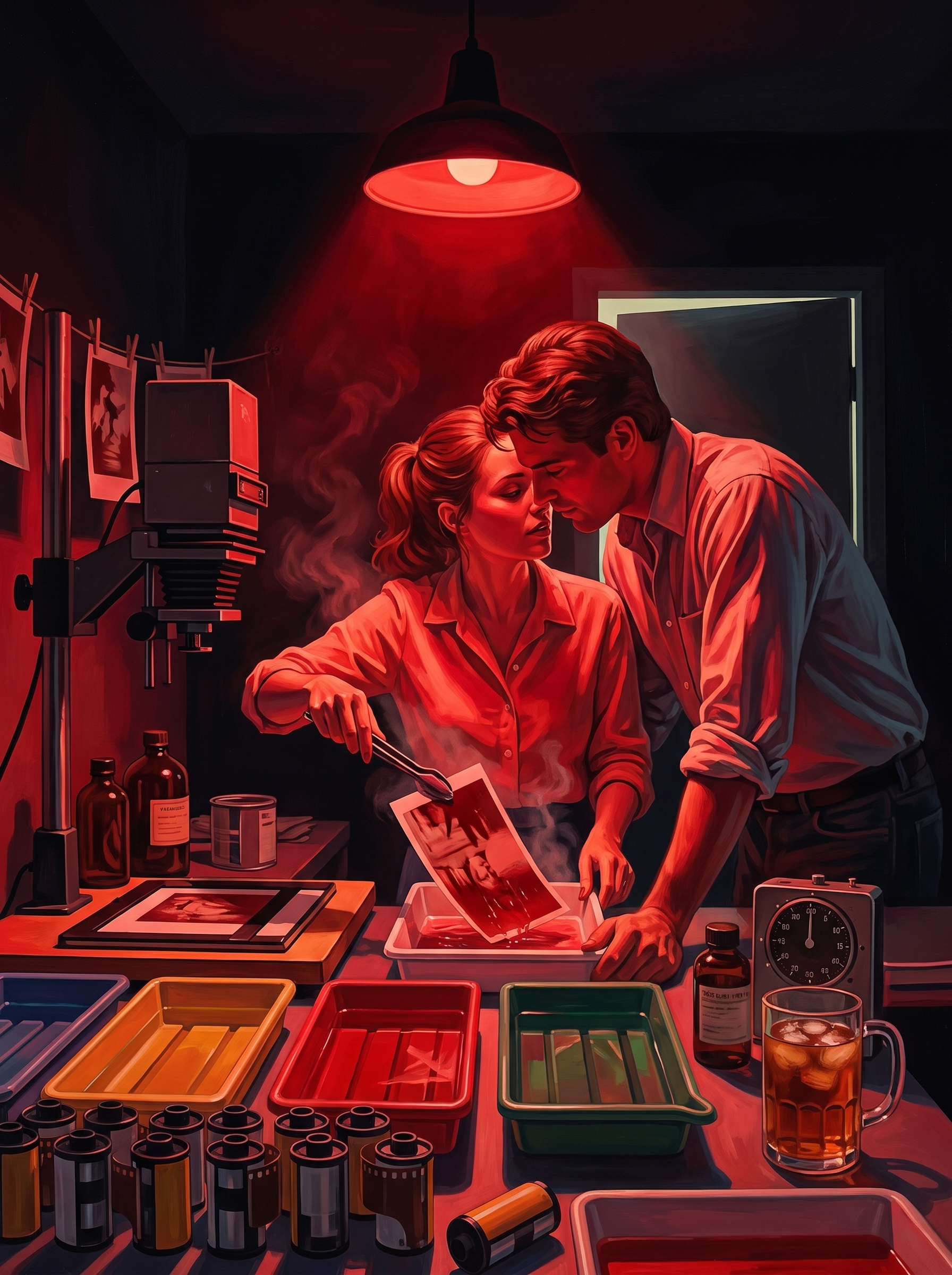 Wet Prints Under Red Light