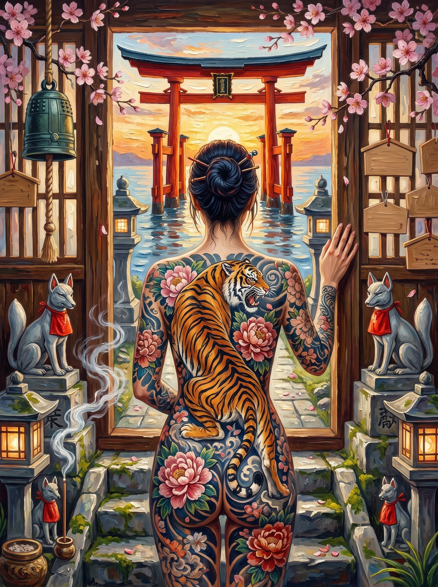 The Tiger At The Japanese Torii